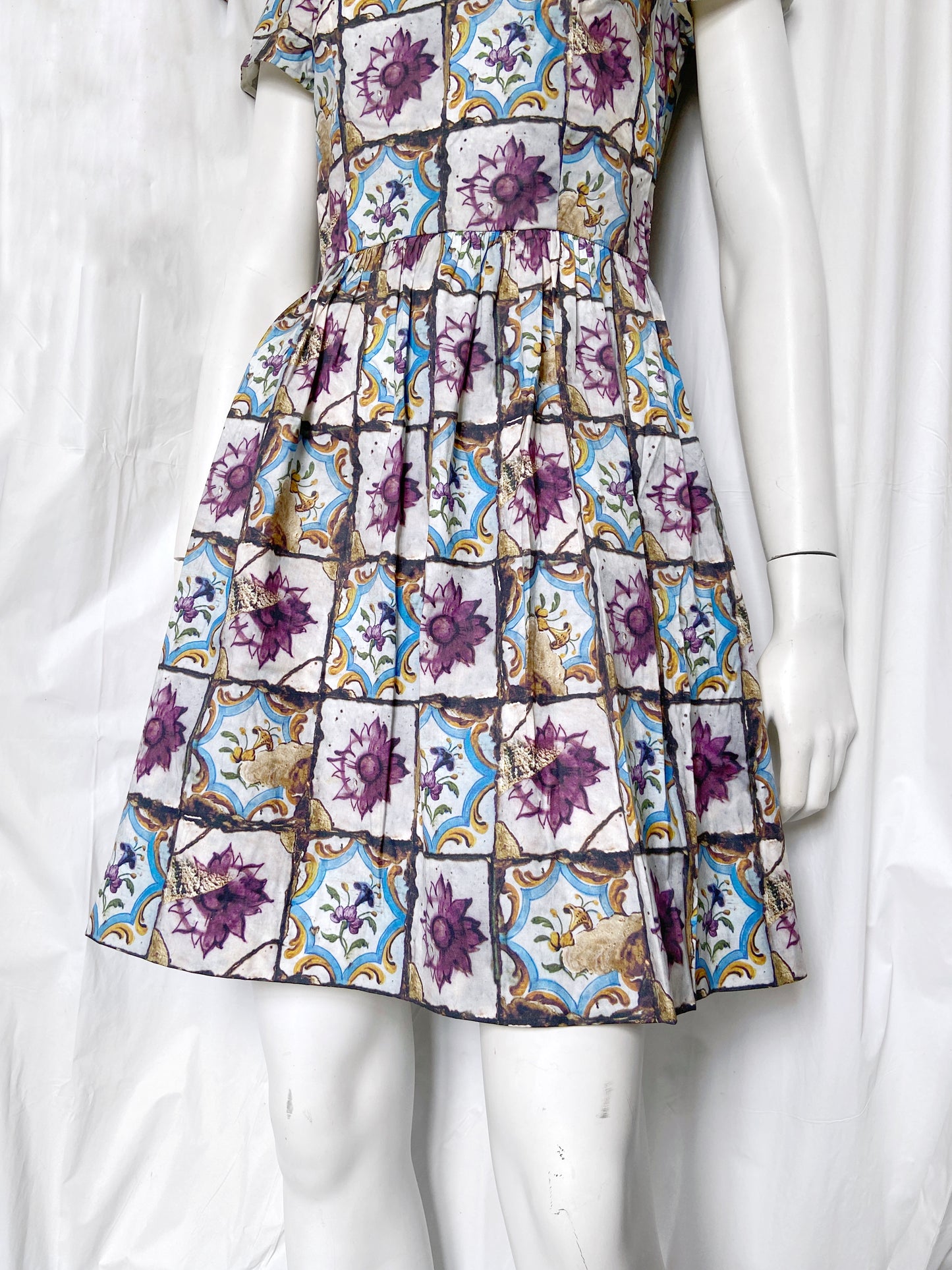 Prada Spring 2011 Floral Ceramic Plate Cinched Dress
