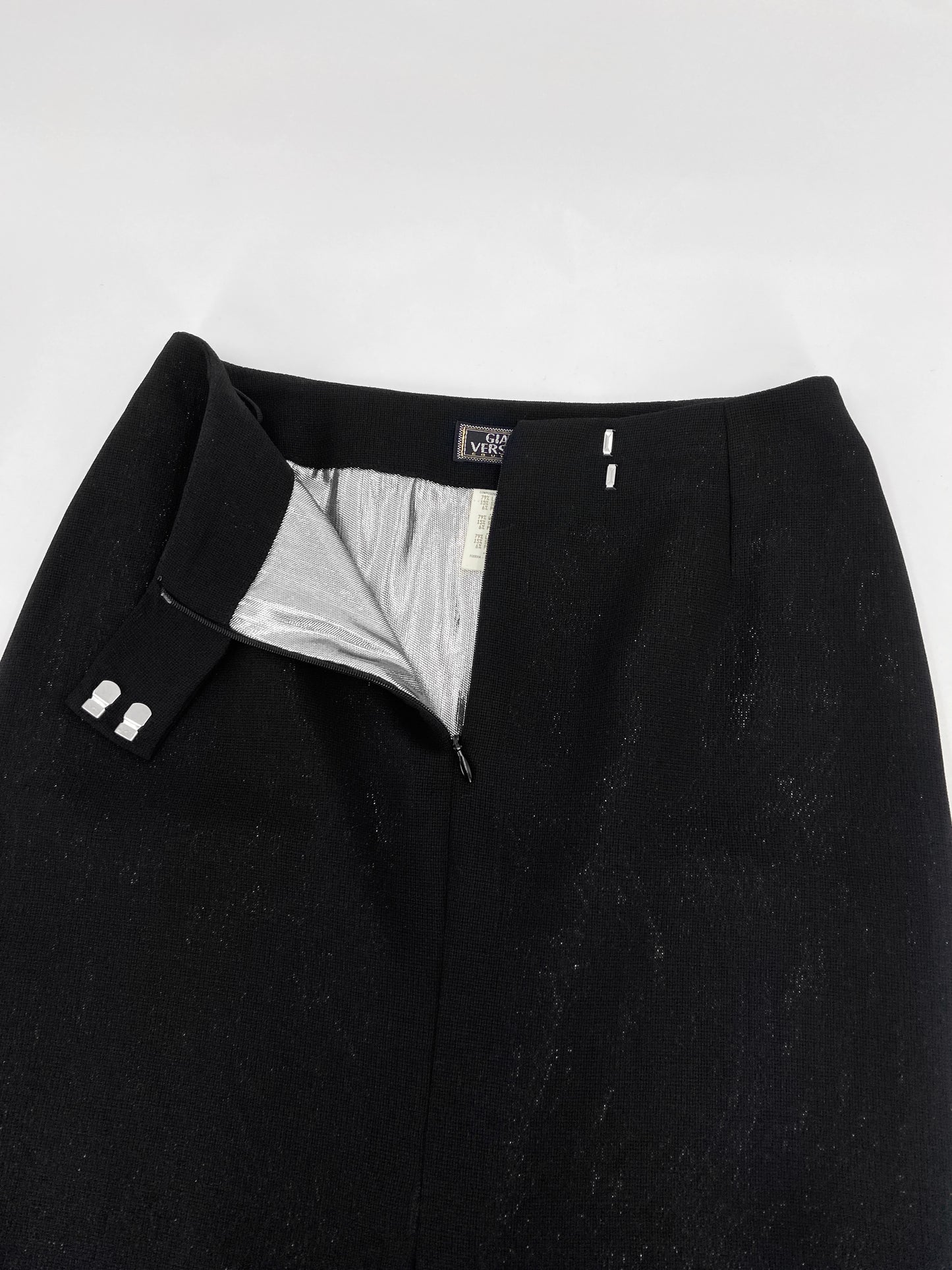 Gianni Versace 90s Glitter Silver Lining Blazer Jacket Skirt Set