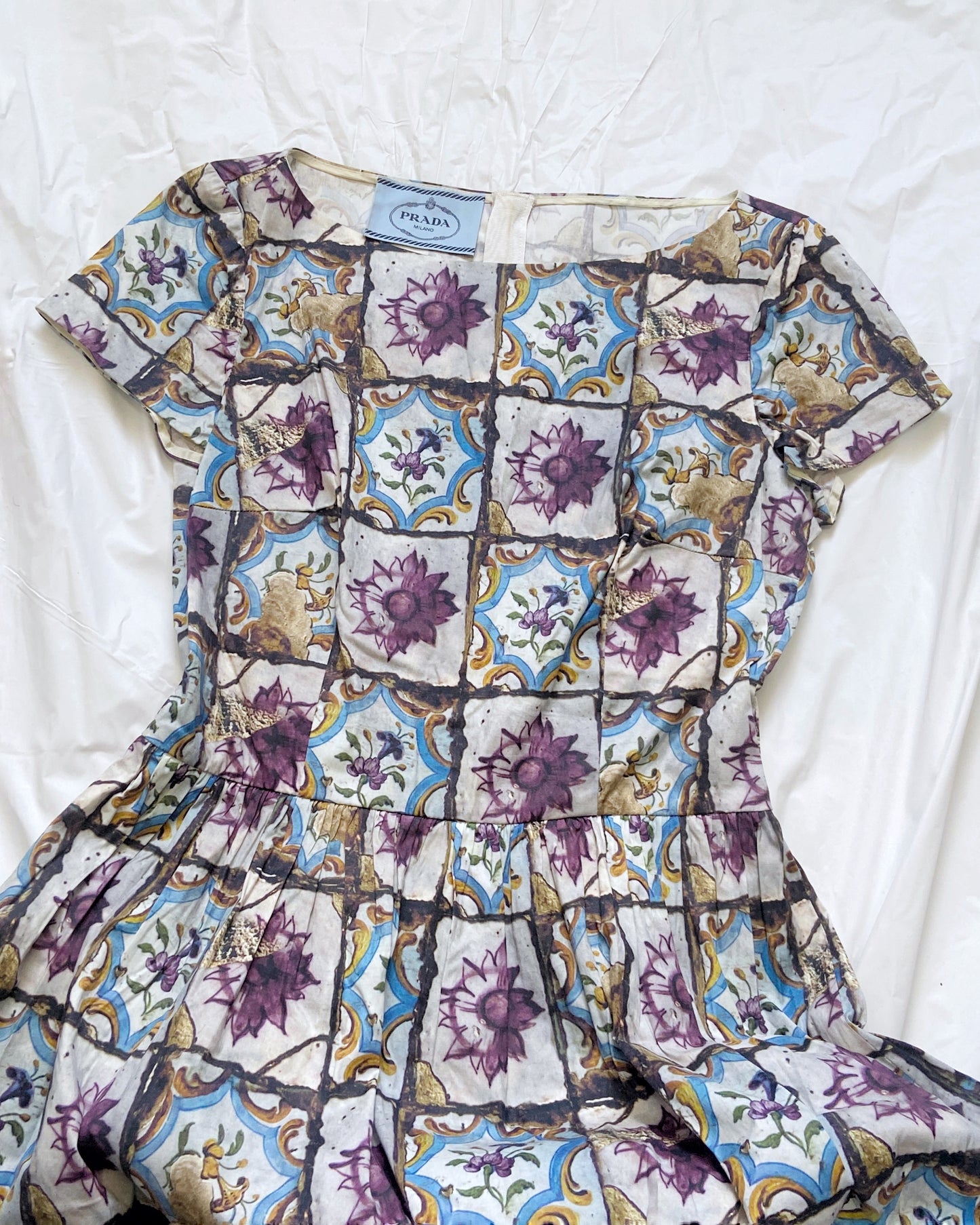 Prada Spring 2011 Floral Ceramic Plate Cinched Dress