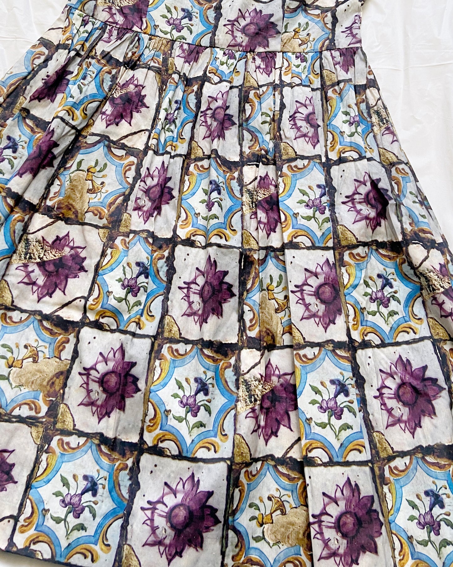 Prada Spring 2011 Floral Ceramic Plate Cinched Dress