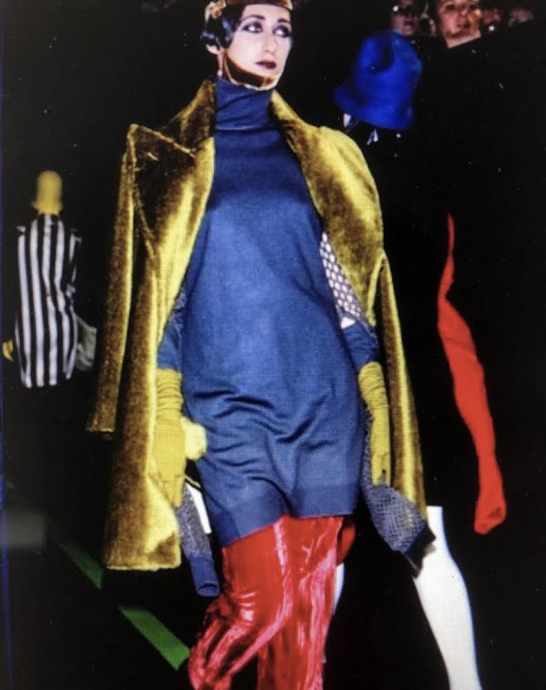 Jean Paul Gaultier 80s Lightening Blue Faux Fur Coat