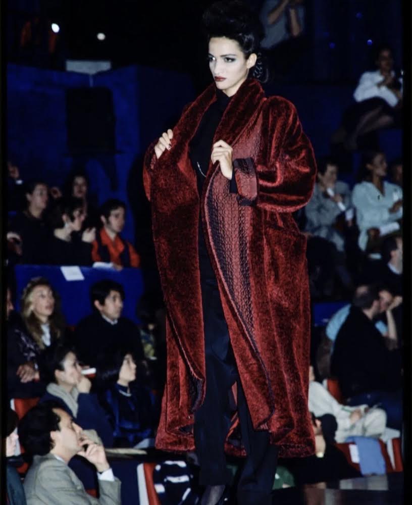 Jean Paul Gaultier 80s Lightening Blue Faux Fur Coat