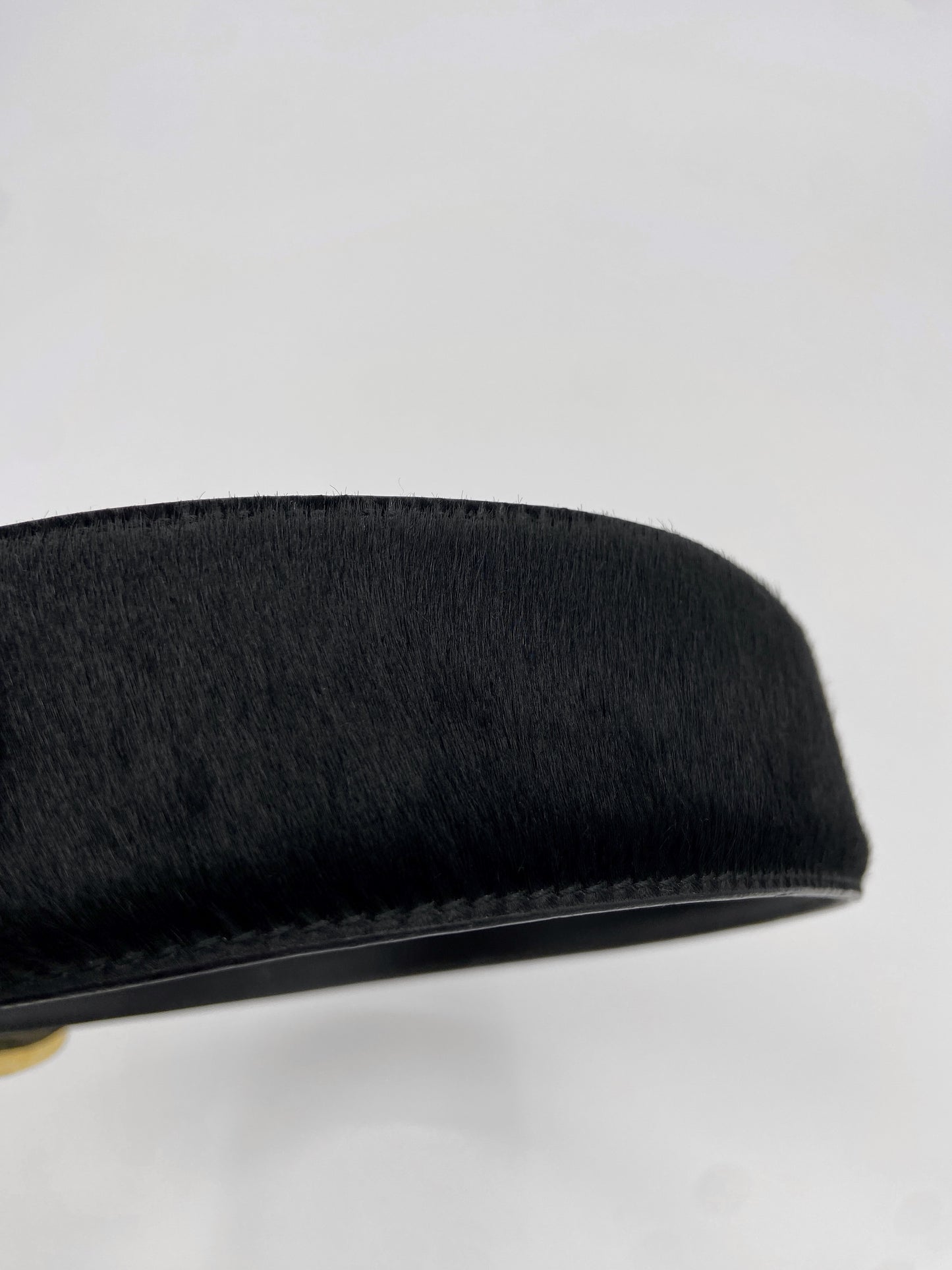 Gucci Fall 1996 Tom Ford Iconic Gold Logo Brown Pony Hair Belt 28