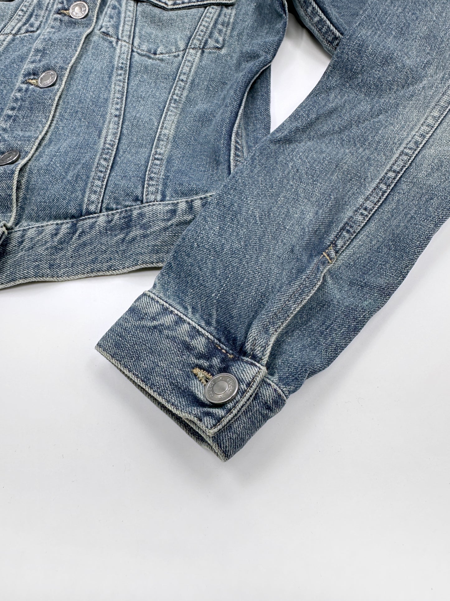 Gucci Spring 2001 Tom Ford Light Blue Denim Cropped Jacket Jeans Set 38