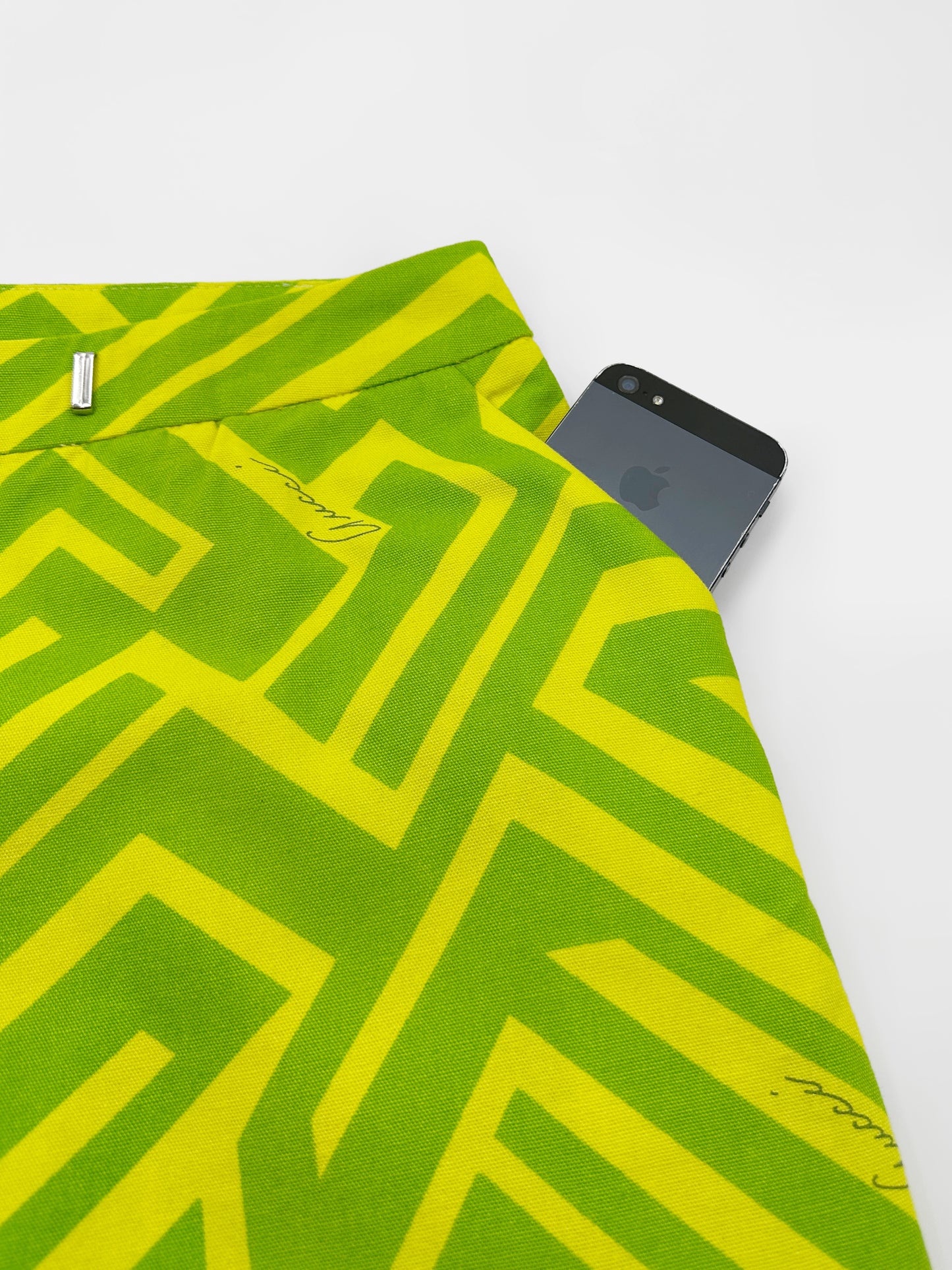 Gucci Spring 1996 Tom Ford Green Geometric Print Denim Trousers Pants 38