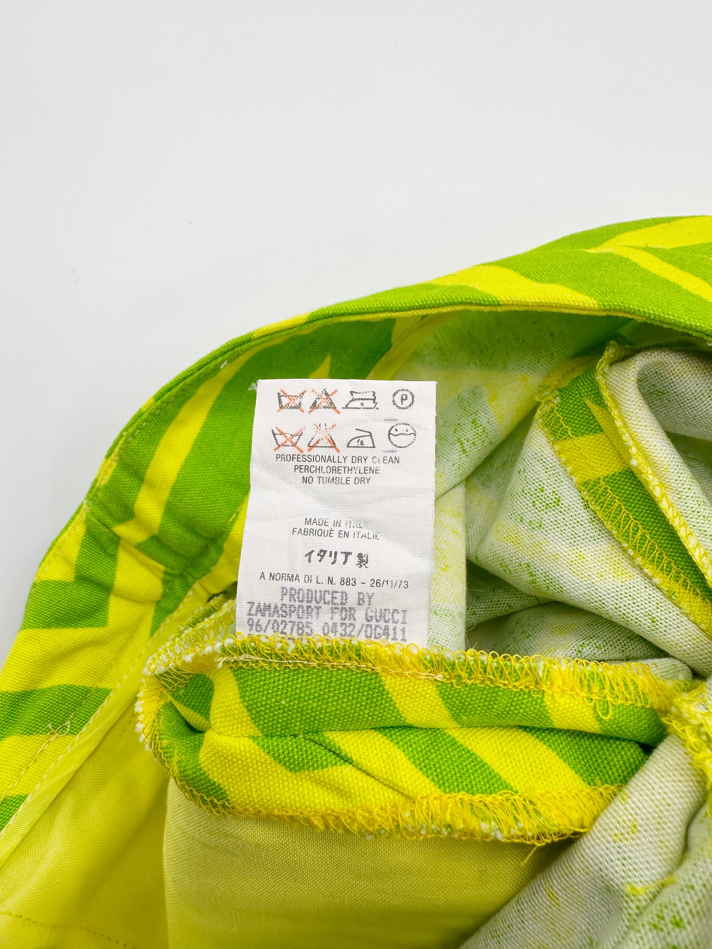 Gucci Spring 1996 Tom Ford Green Geometric Print Denim Trousers Pants 38