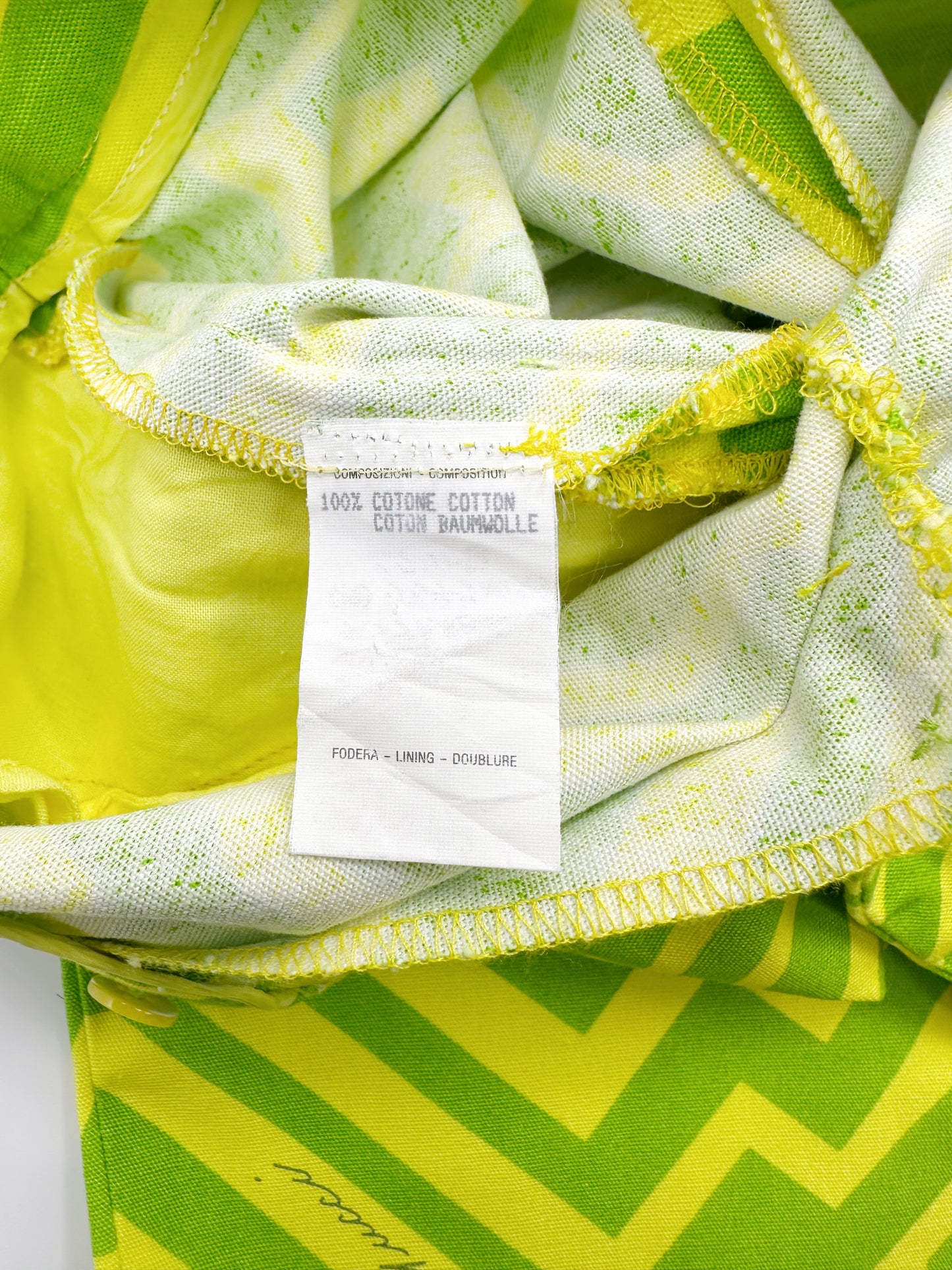 Gucci Spring 1996 Tom Ford Green Geometric Print Denim Trousers Pants 38