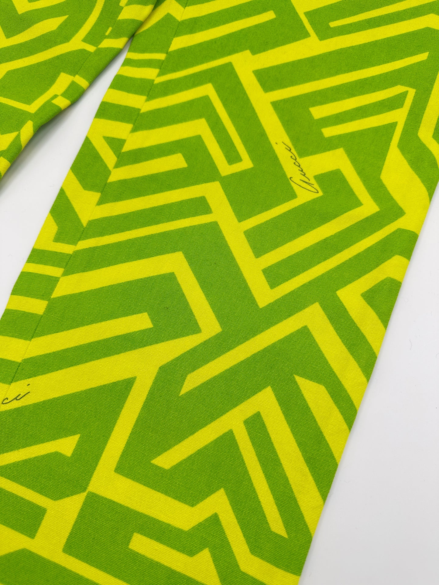 Gucci Spring 1996 Tom Ford Green Geometric Print Denim Trousers Pants 38