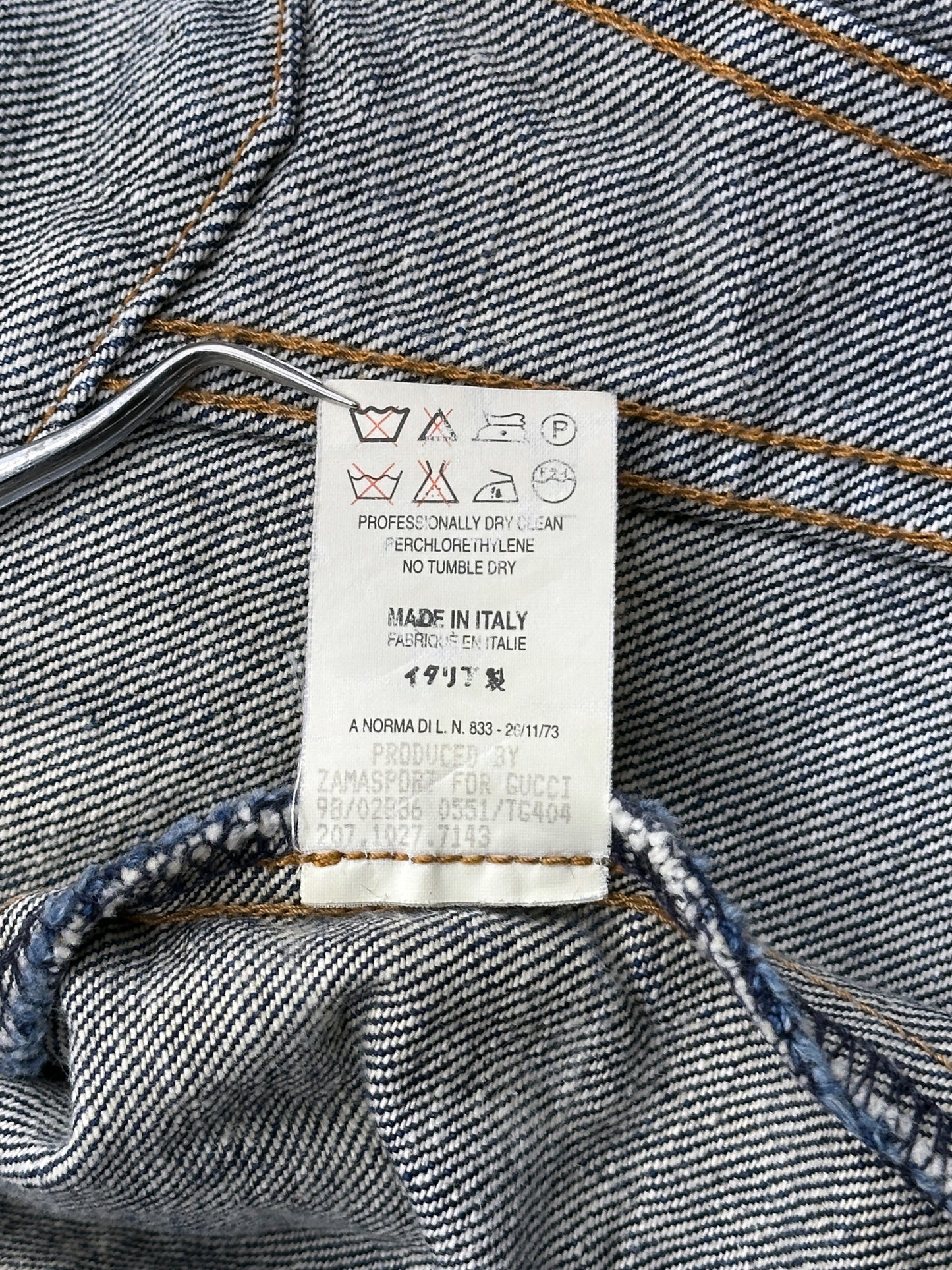 Gucci Spring 1998 Tom Ford Esther Cañadas Look#32 Raw Denim Jacket 40