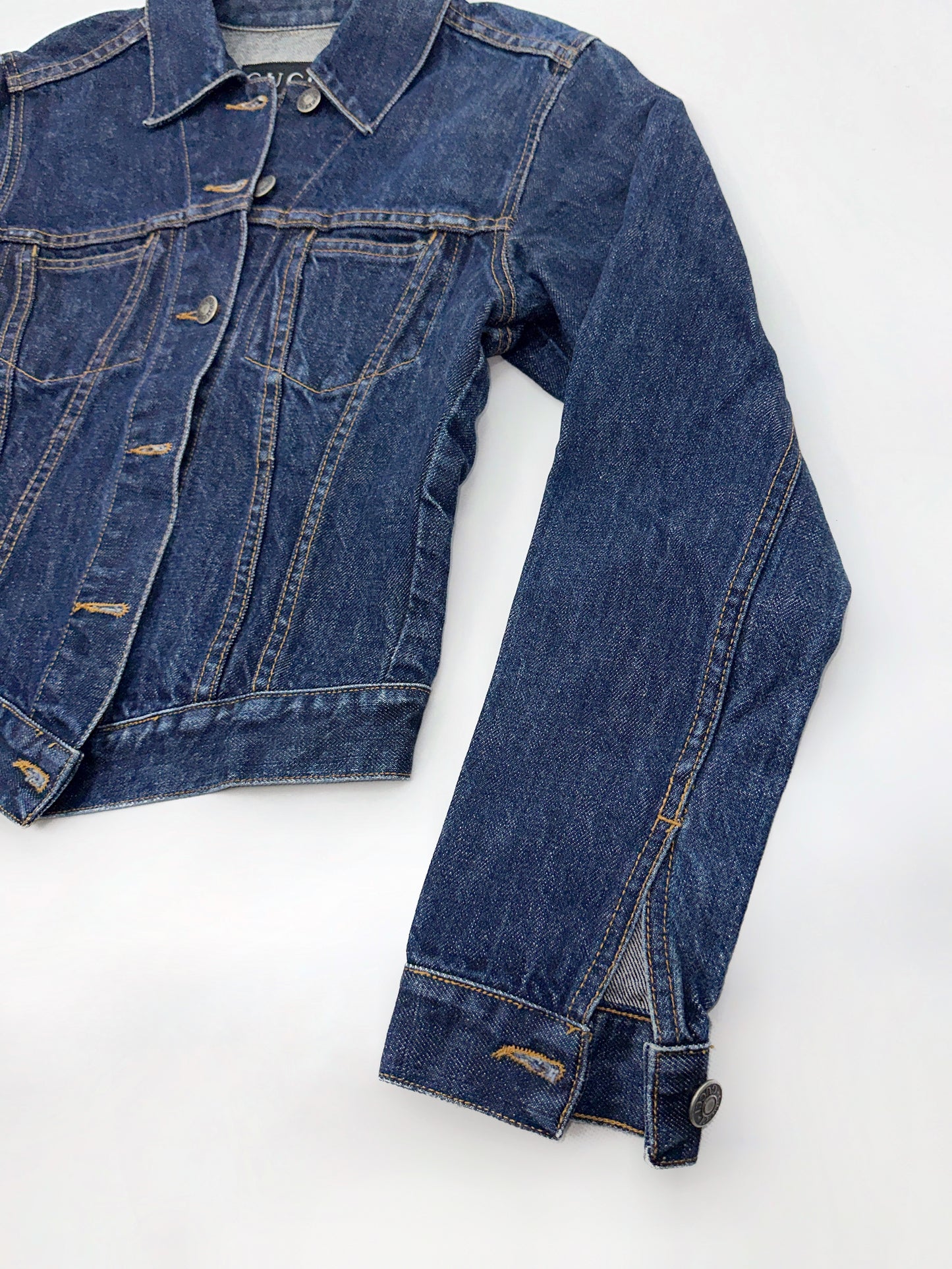 Gucci Spring 1998 Tom Ford Esther Cañadas Look#32 Raw Denim Jacket 40