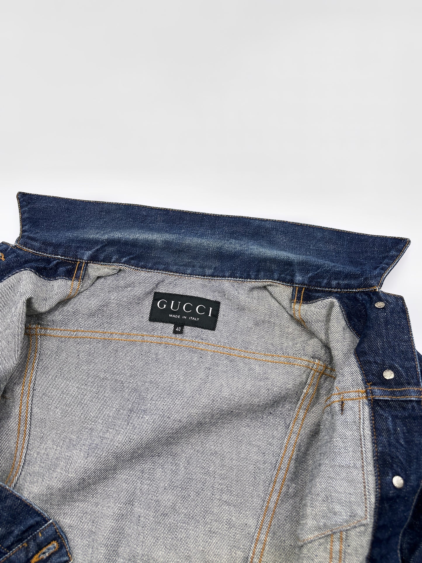 Gucci Spring 1998 Tom Ford Esther Cañadas Look#32 Raw Denim Jacket 40