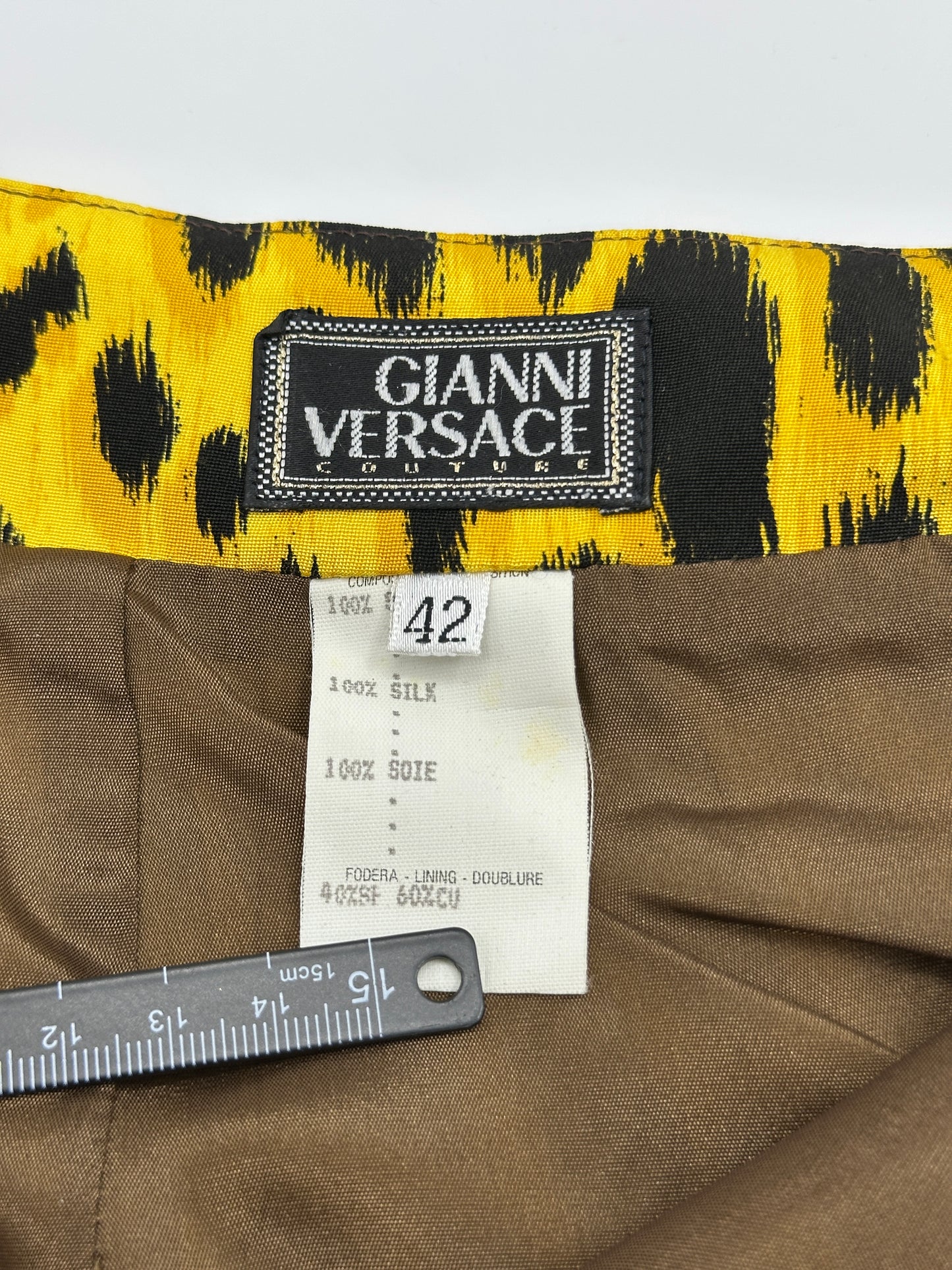 MONUMENTAL Gianni Versace Spring 1992 ANIMALIER Runway Leopard Print Silk Blazer Skirt Set 42
