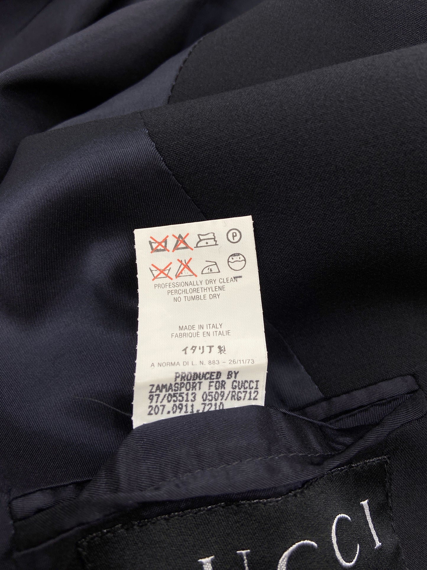 Gucci Fall 1997 Tom Ford Double Breasted Black Laine Wool Blazer 40