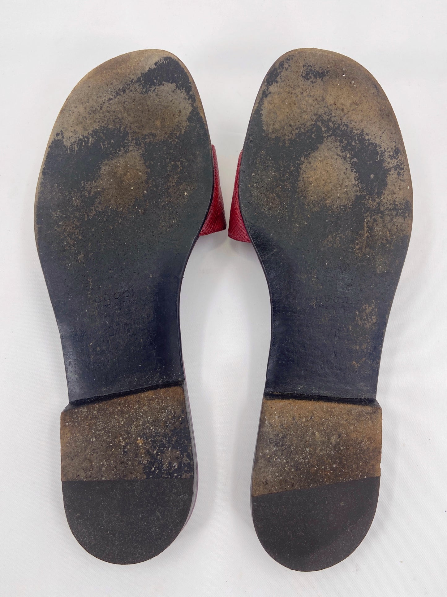 Gucci 90s Tom Ford Cherry Elephant Trunk Snake Leather Sandals 37