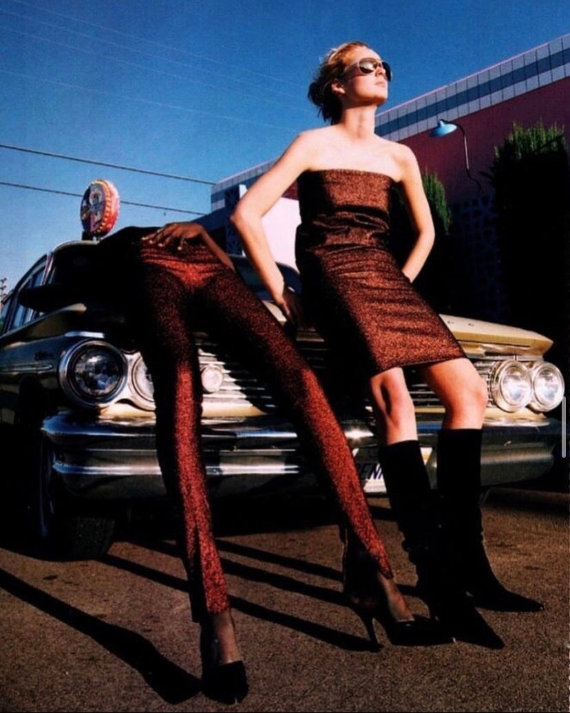 Gucci Spring 1997 Tom Ford Metallic Brown Glitter Lurex Pants 40