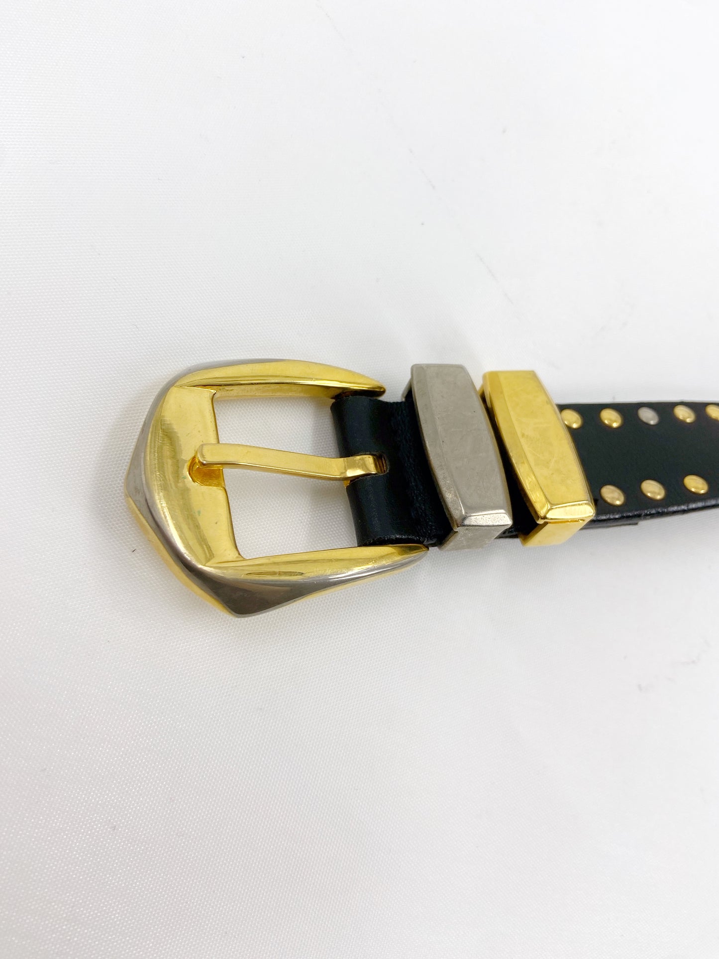 Gianni Versace Spring 1994 Men’s Safety Pin Leather Embellished Belt 32