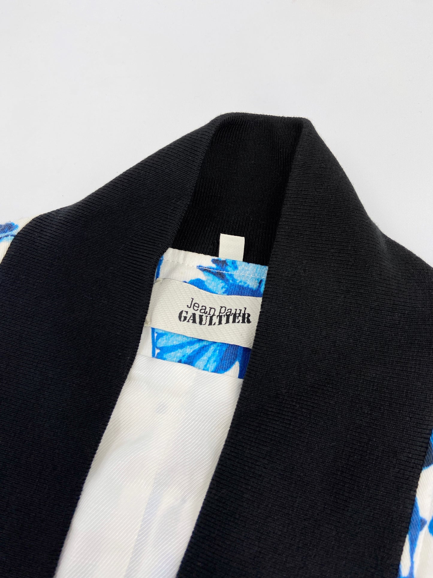 Jean Paul Gaultier Spring 2015 Blue Floral Cropped Bomber 40