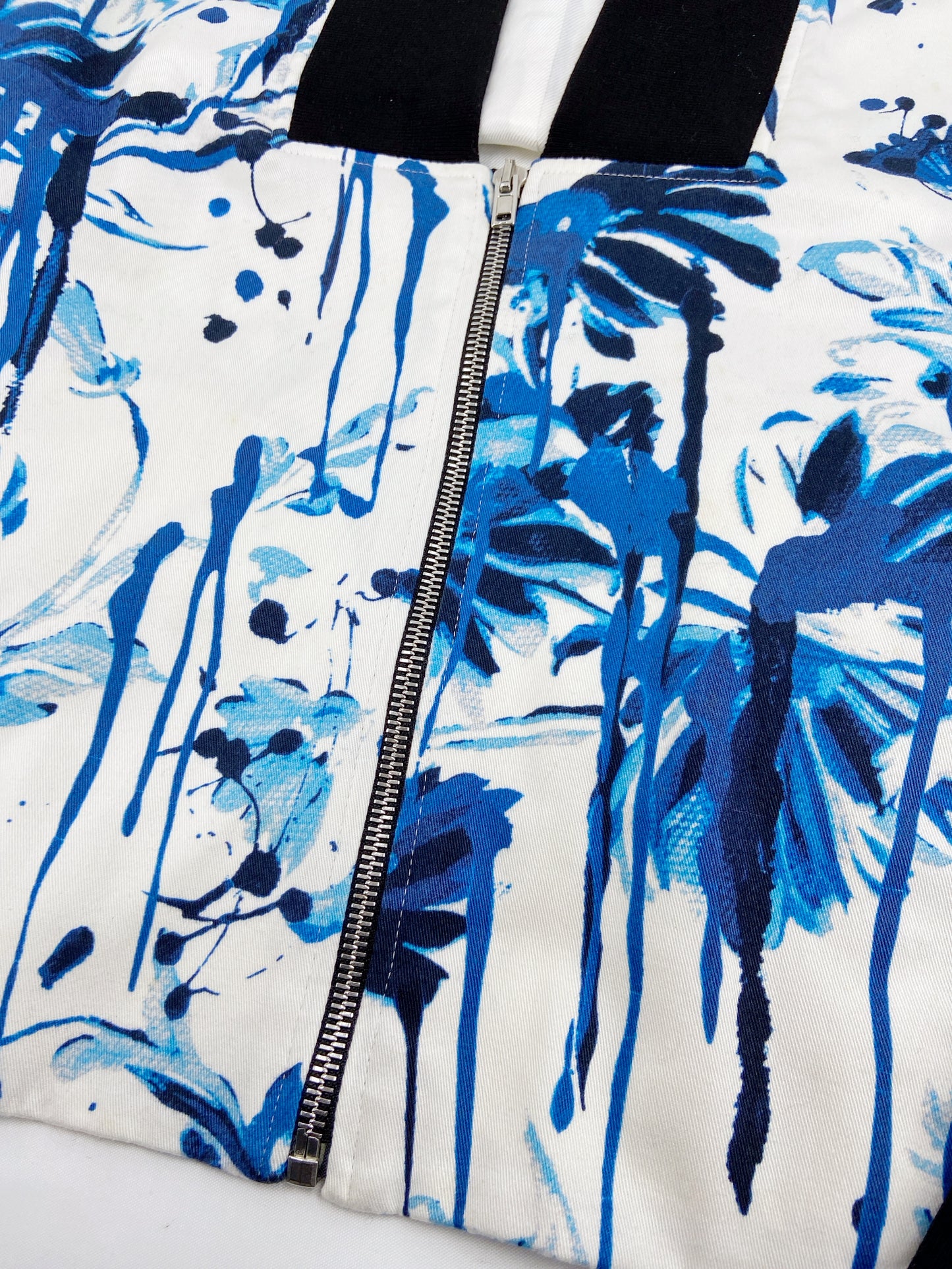 Jean Paul Gaultier Spring 2015 Blue Floral Cropped Bomber 40