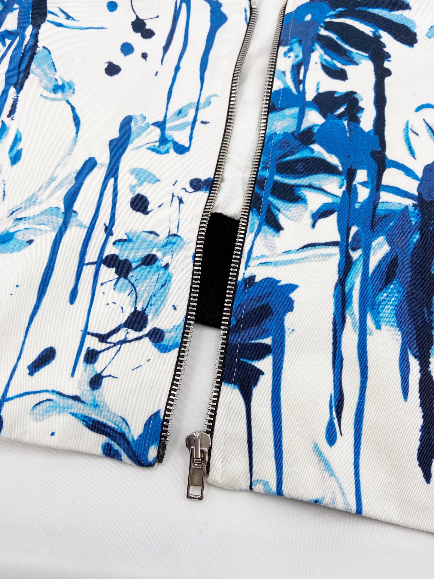 Jean Paul Gaultier Spring 2015 Blue Floral Cropped Bomber 40