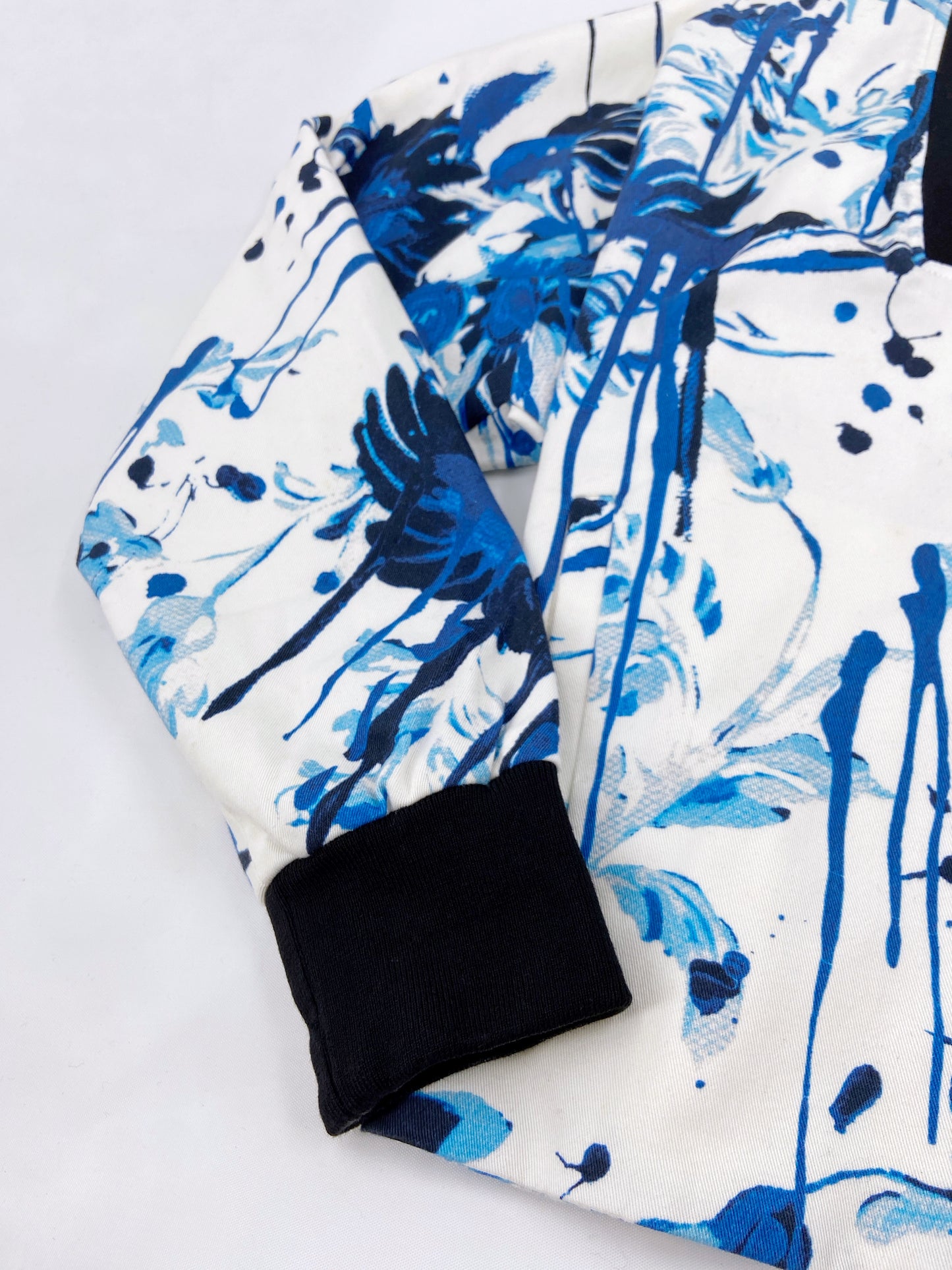 Jean Paul Gaultier Spring 2015 Blue Floral Cropped Bomber 40