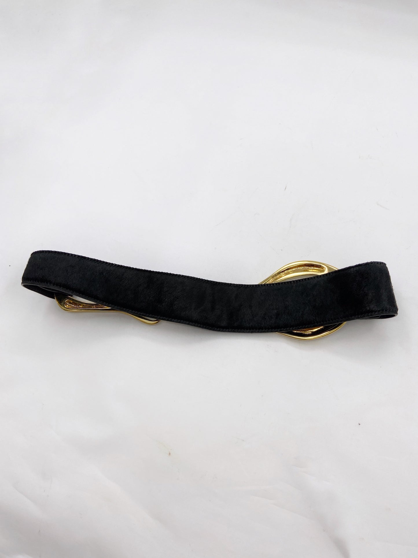 ICONIC Gucci Fall 1996 Oversized Gold Horsebit Black Pony-Styled Calfskin Belt 30