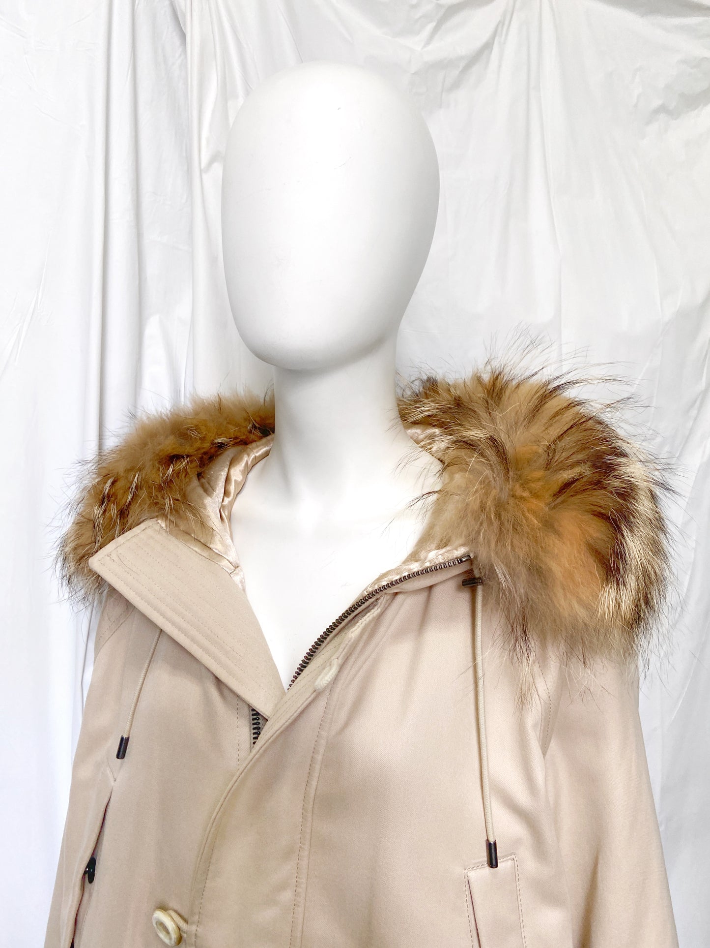 Gucci Fall 1998 Tom Ford Menswear Coyote Fur Hood N-3B Heavyweight Military Winter Coat 48