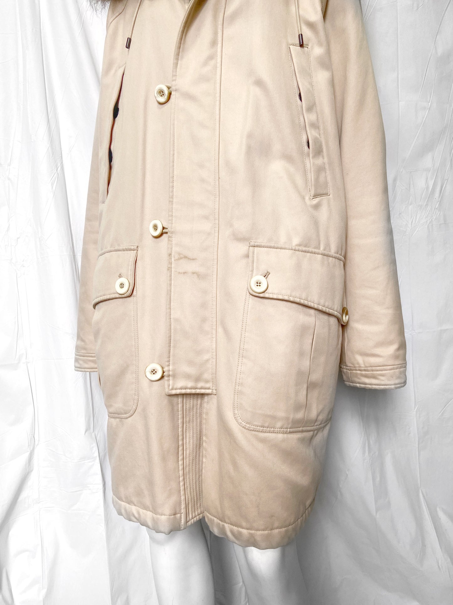 Gucci Fall 1998 Tom Ford Menswear Coyote Fur Hood N-3B Heavyweight Military Winter Coat 48