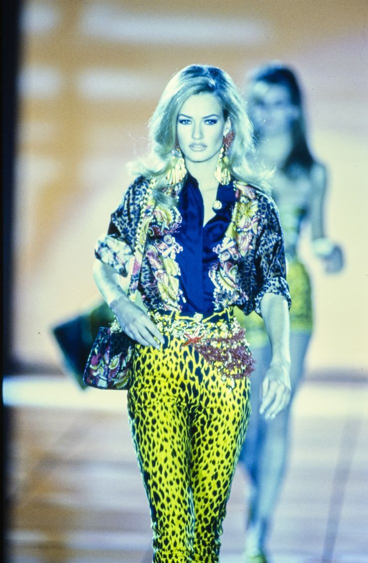 Gianni Versace Spring 1992 Leopard Print Silk Shirt 44