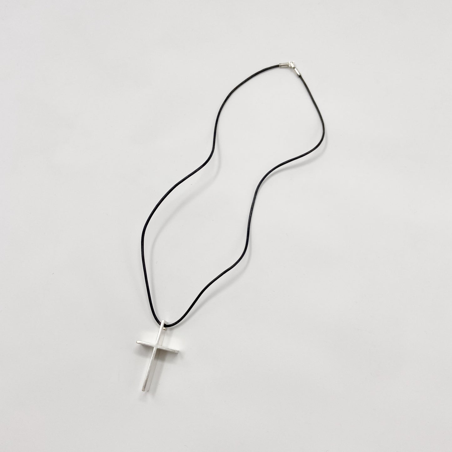 Gucci Fall 2002 3D 925 Sterling Silver Cross with Leather Strap
