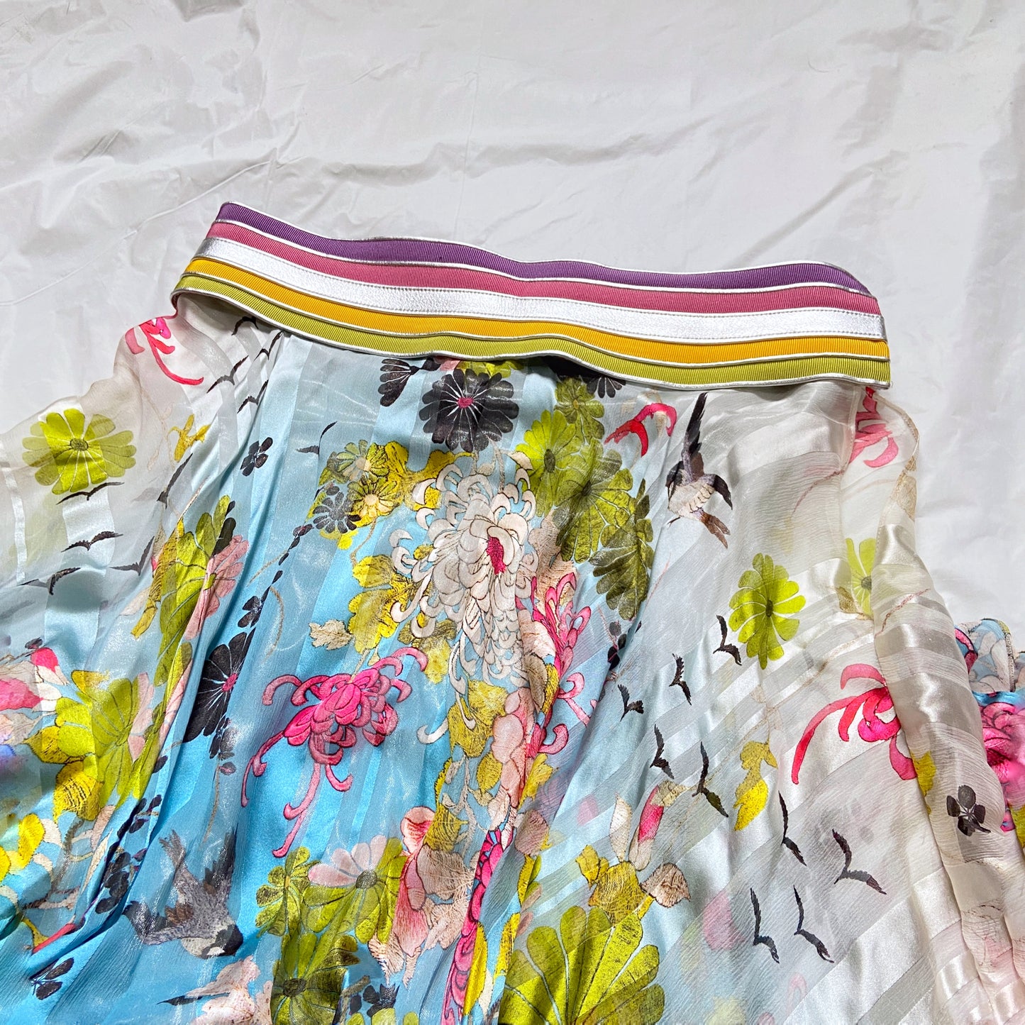 Jean Paul Gaultier Spring 2013 Boy George Kimono Pleated Silk Floral Skirt Strapless Dress