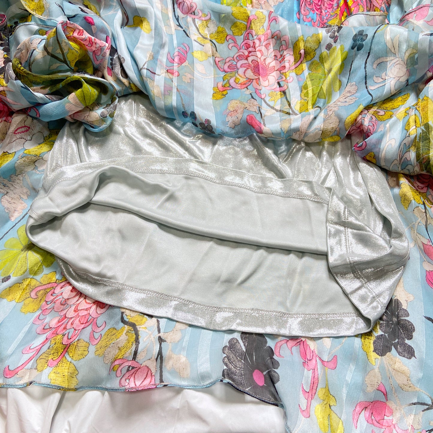 Jean Paul Gaultier Spring 2013 Boy George Kimono Pleated Silk Floral Skirt Strapless Dress