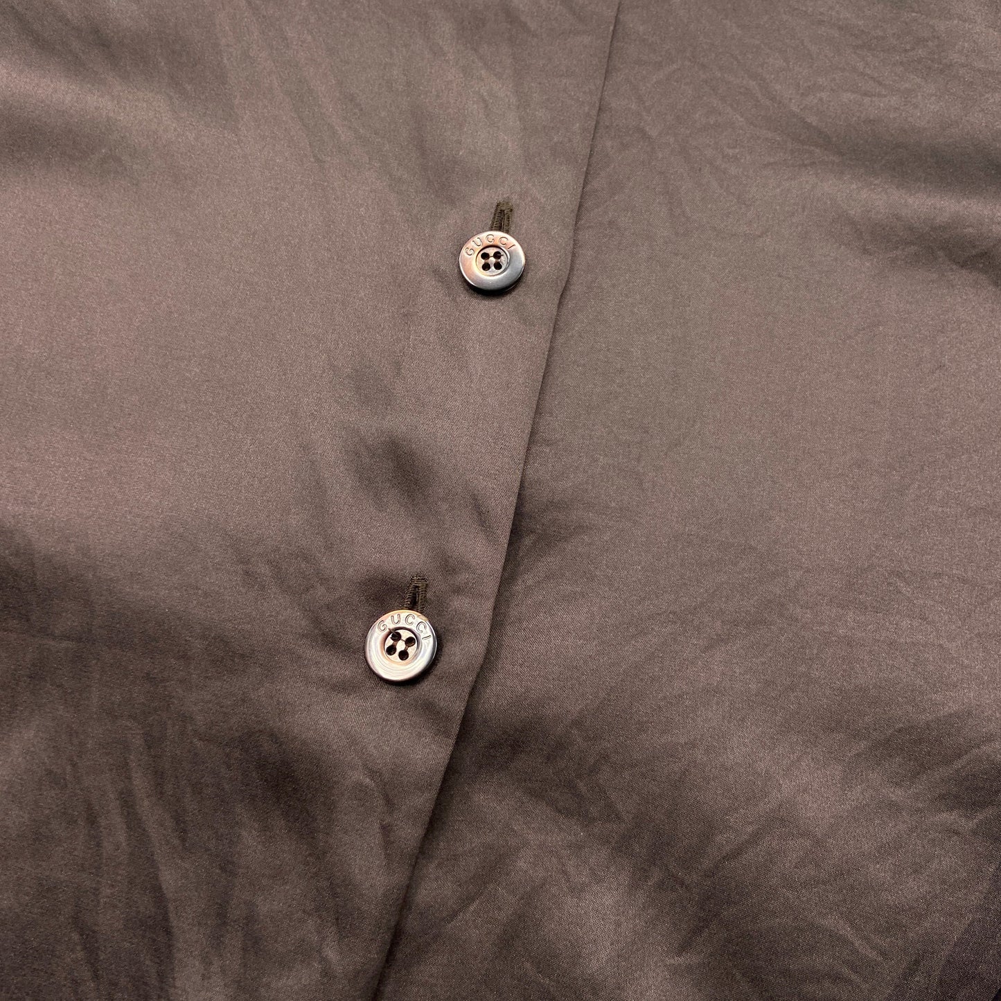 Gucci Fall 1996 Iconic Tom Ford Epaulette Brown Silk Shirt 40