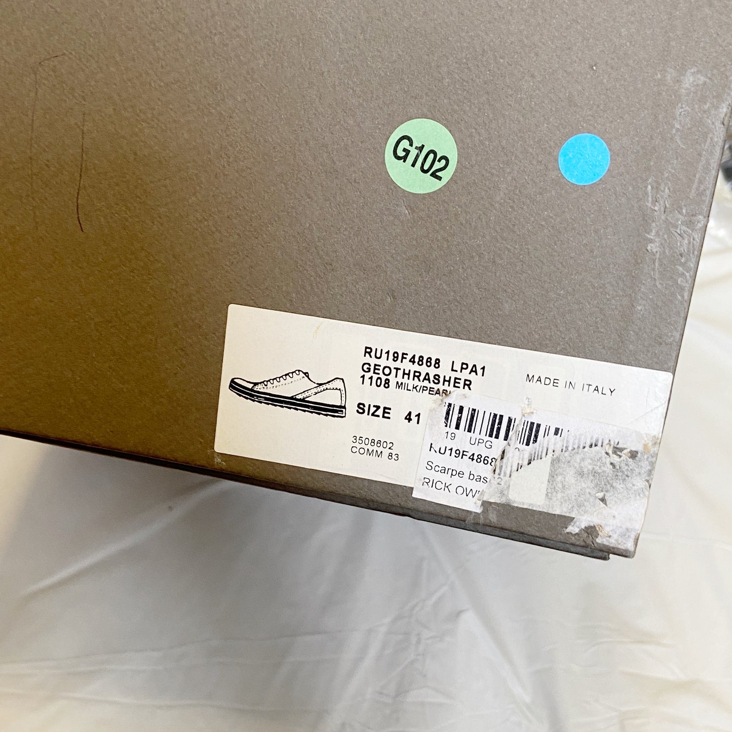 Rick Owens Mainline Milk Geothrasher Sneaker 41