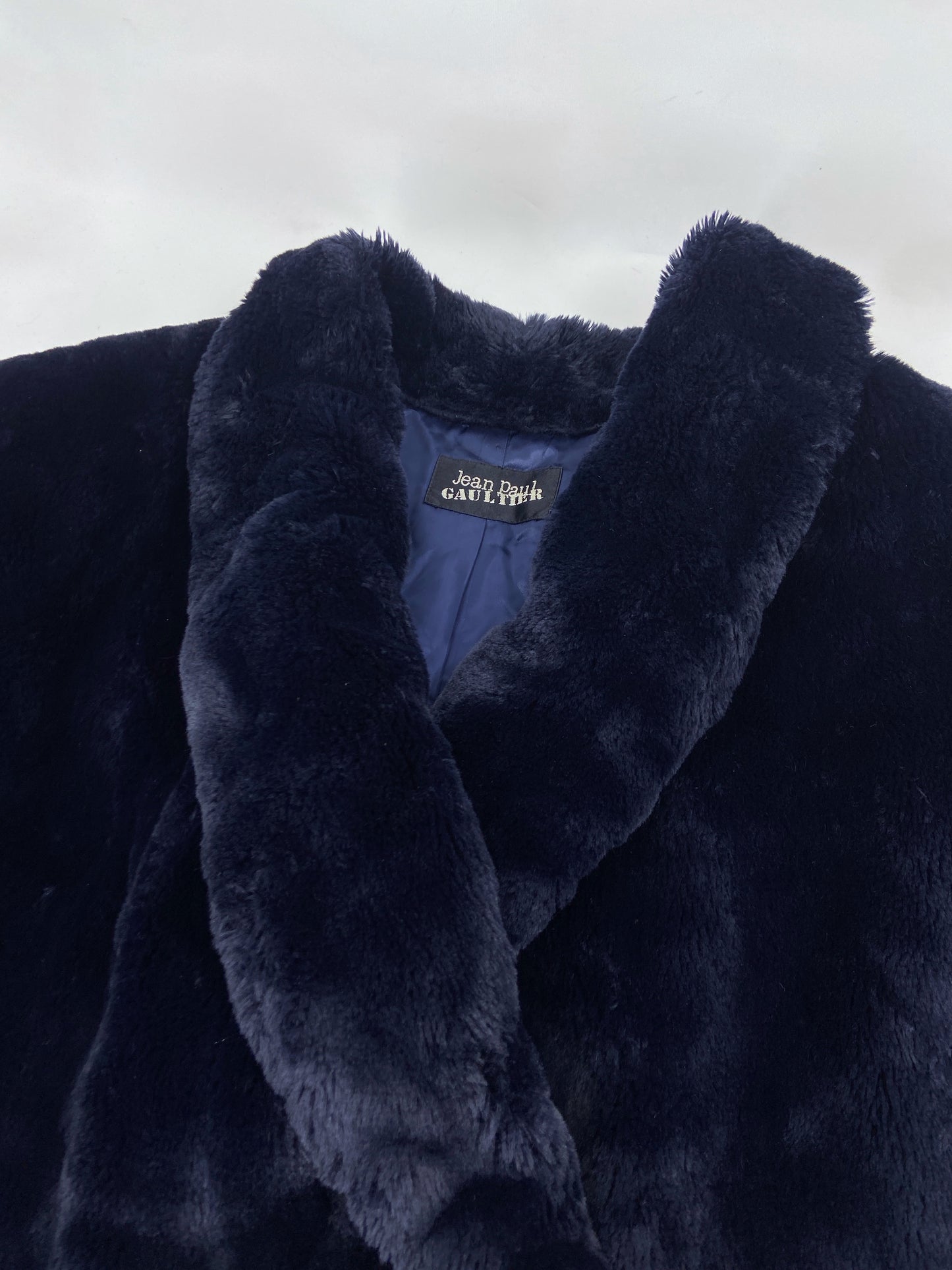 Jean Paul Gaultier 80s Lightening Blue Faux Fur Coat