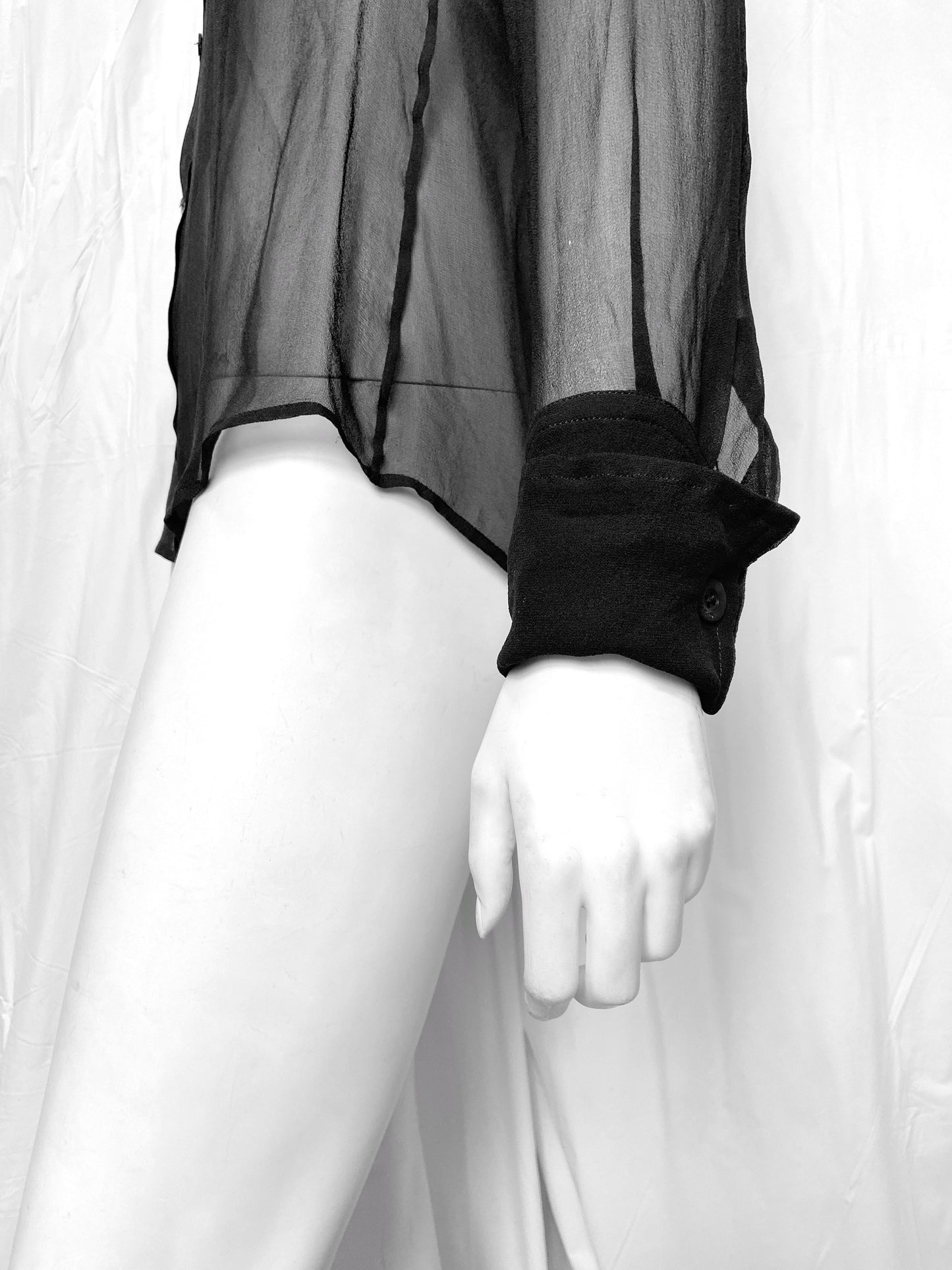 Gucci Fall 1996 Tom Ford Iconic Sheer Silk Shirt with Epaulettes 40