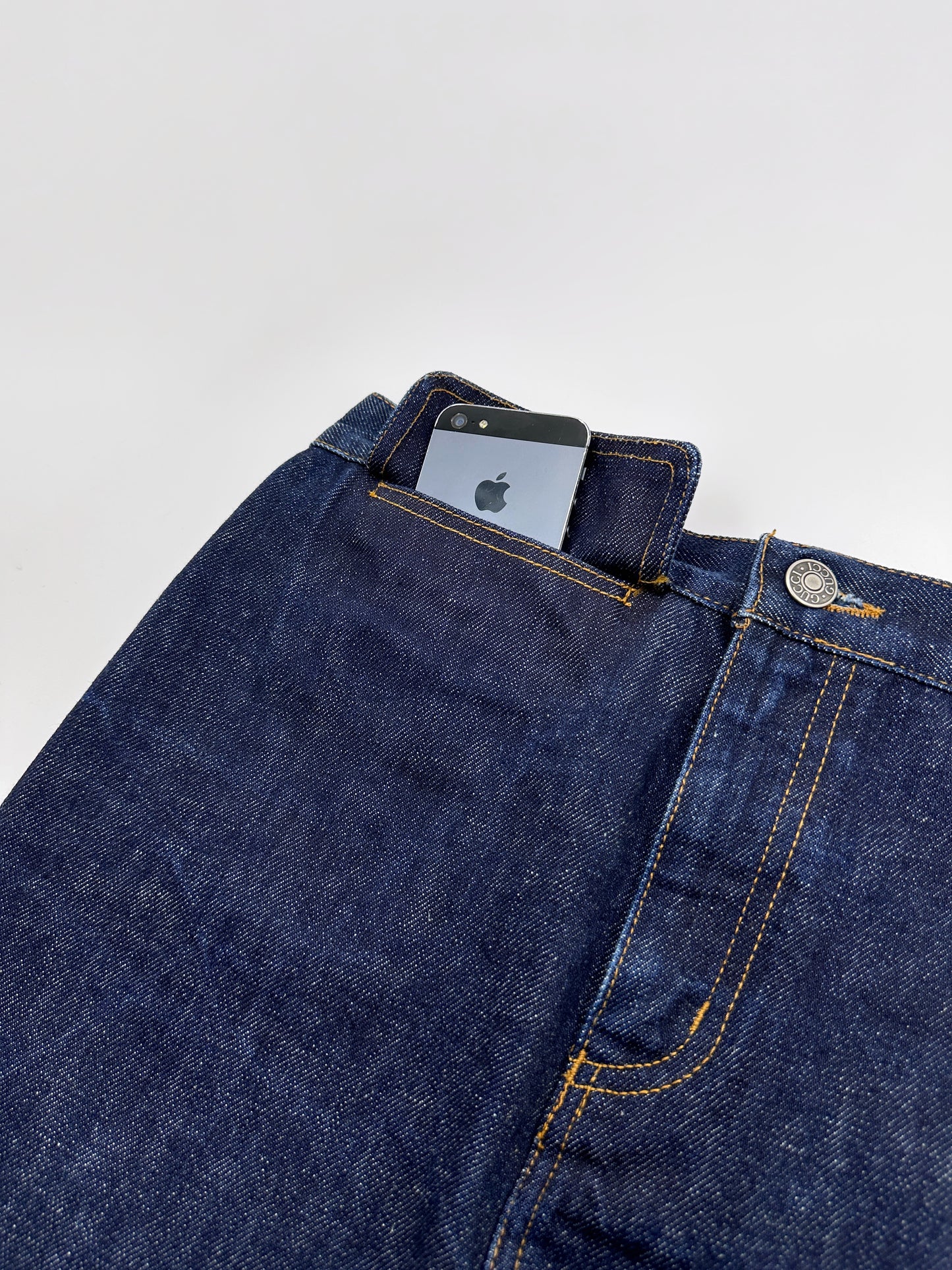 Gucci Spring 1998 Tom Ford Raw Denim Pencil Skirt 40