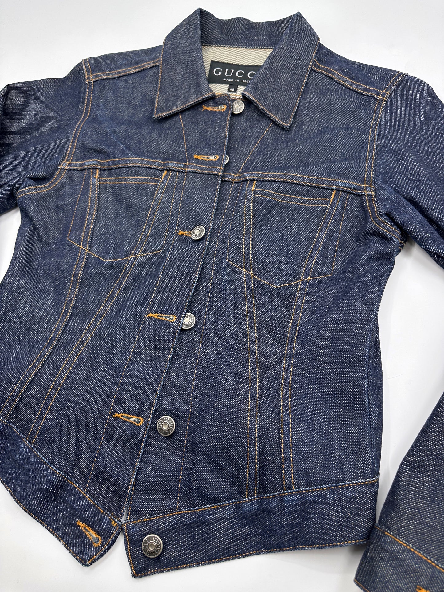 Gucci Spring 1998 Tom Ford Look#32 Esther Cañadas Raw Denim Jacket 40