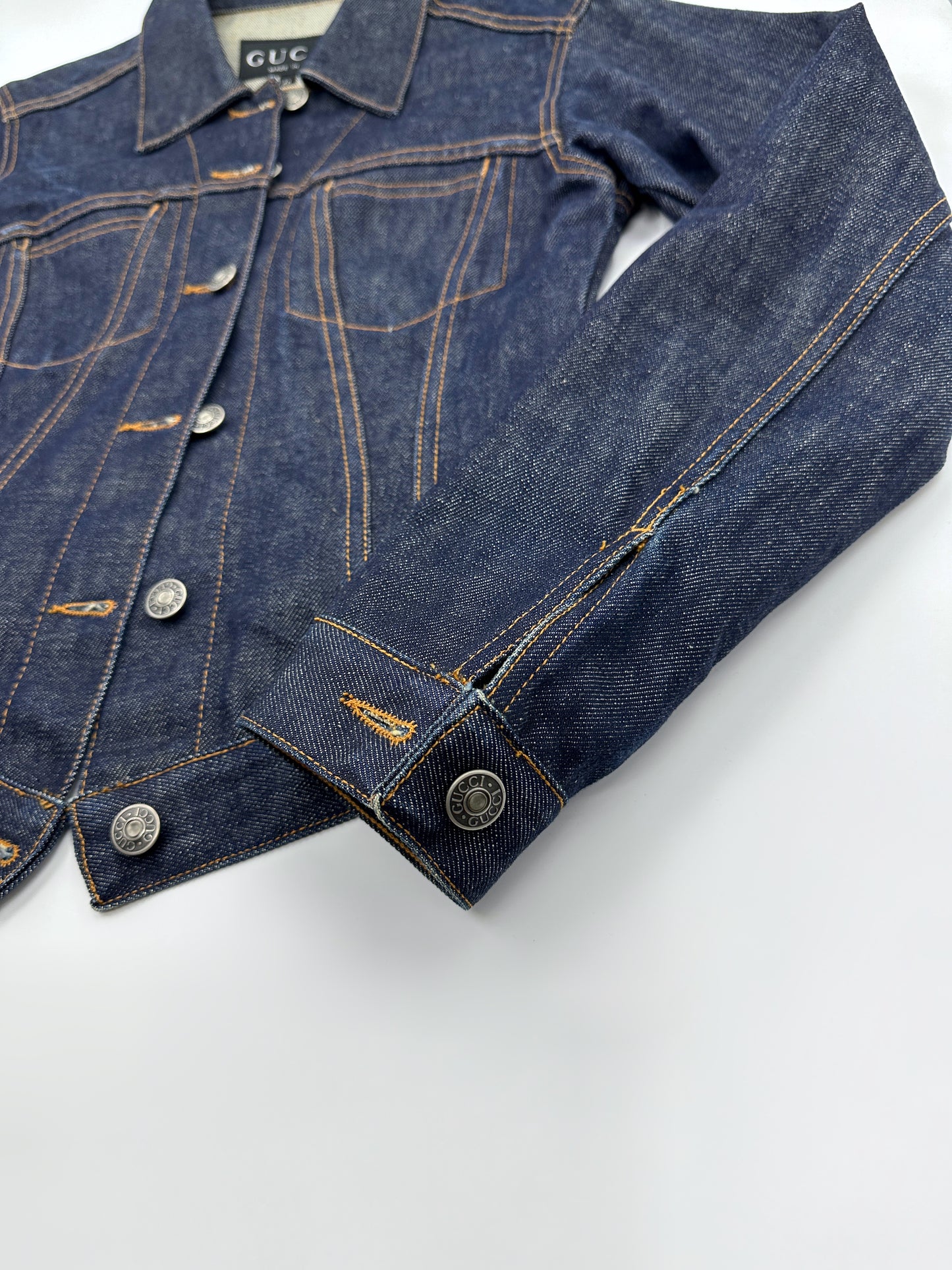 Gucci Spring 1998 Tom Ford Look#32 Esther Cañadas Raw Denim Jacket 40