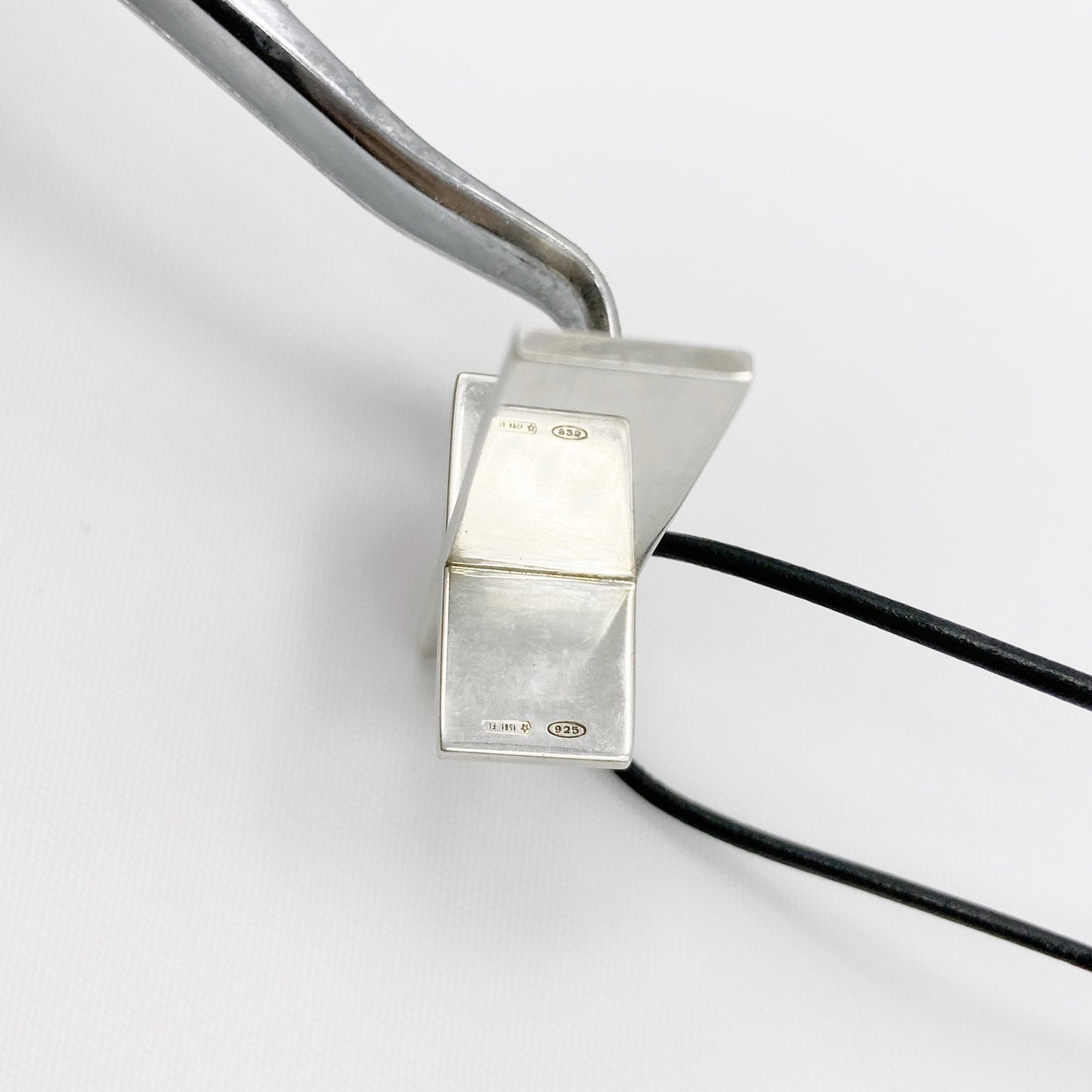 Gucci Fall 2002 3D 925 Sterling Silver Cross with Leather Strap