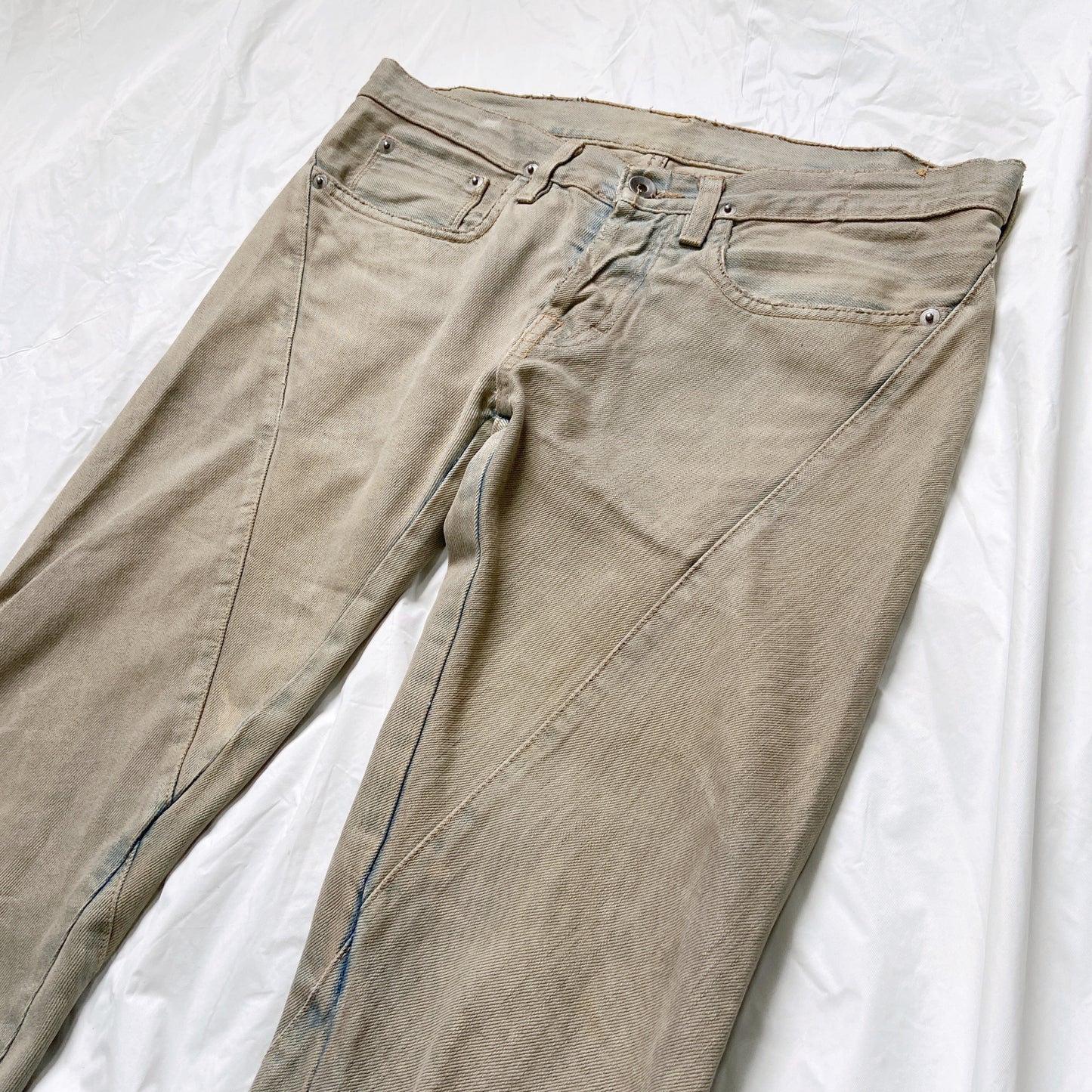 Rick Owens 2006 DRKSHDW Early Archive Spiral Cut Denim Jeans