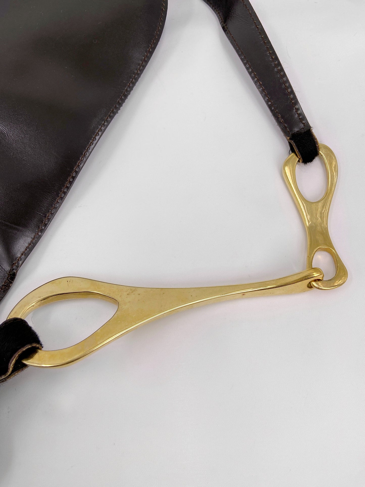 Gucci Fall 1996 Tom Ford Gold Horsebit Brown Pony Hair Shoulder Bag