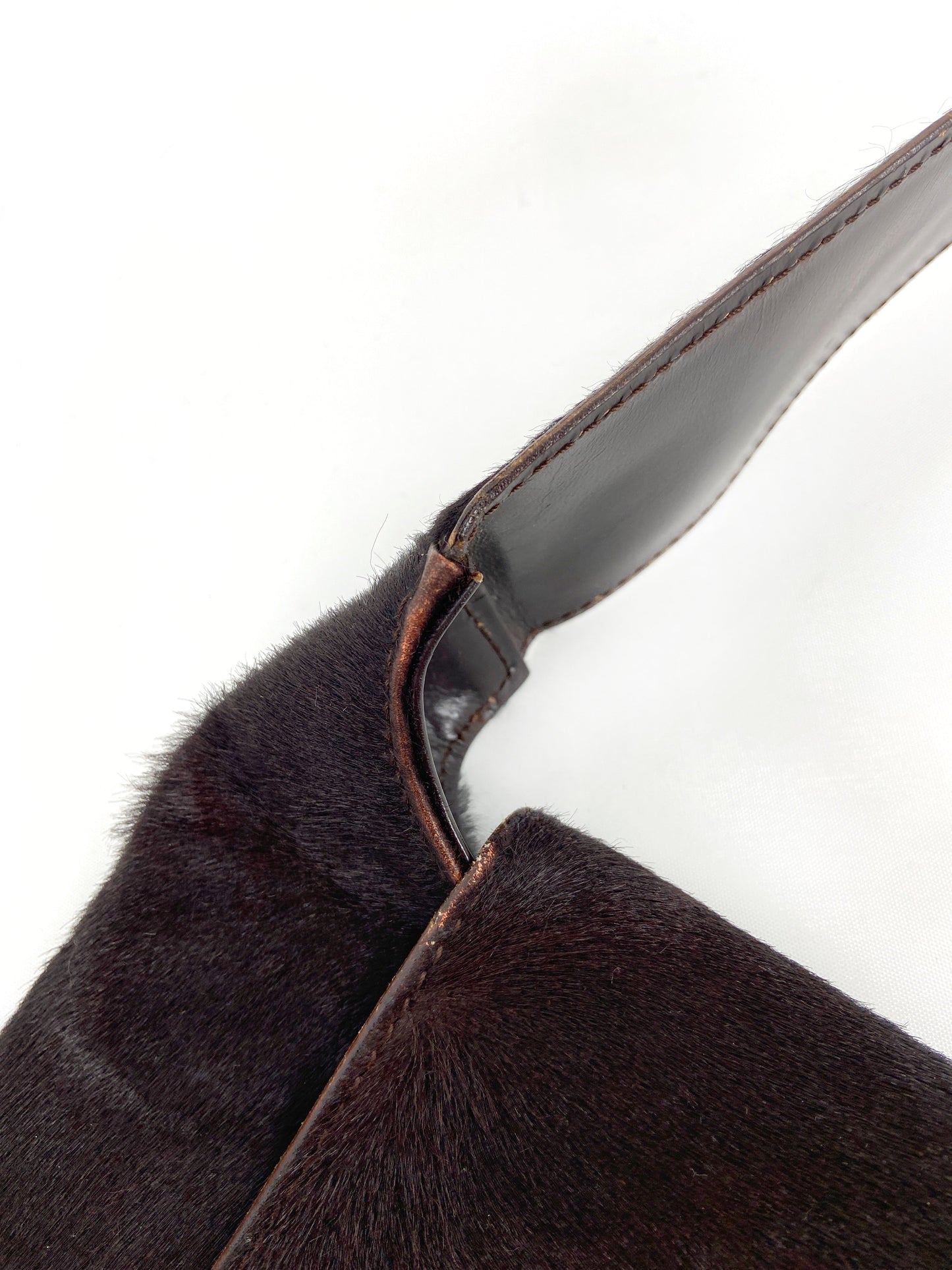Gucci Fall 1996 Tom Ford Gold Horsebit Brown Pony Hair Shoulder Bag