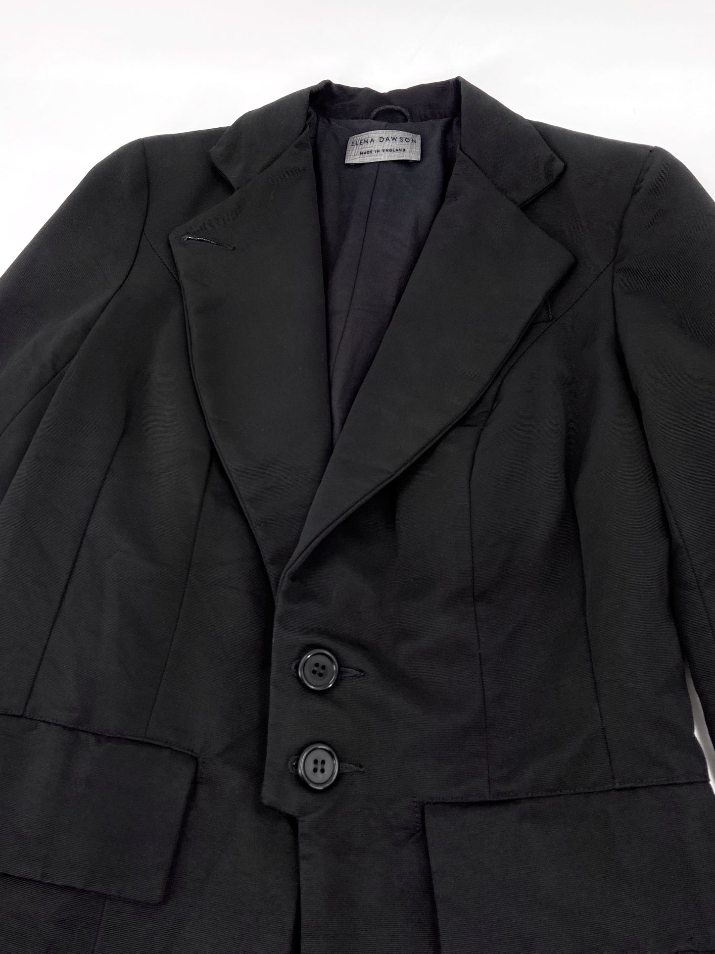 BWNT Elena Dawson 2014 Black Classic Silk Blazer XS