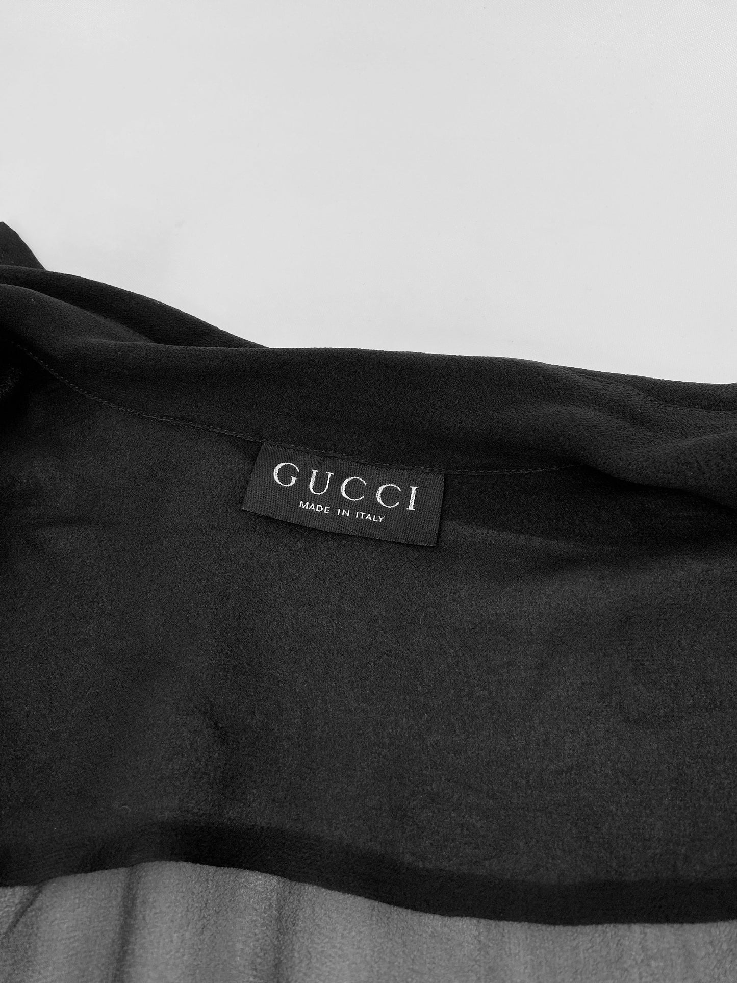 Gucci Fall 1996 Tom Ford Iconic Sheer Silk Shirt with Epaulettes 40