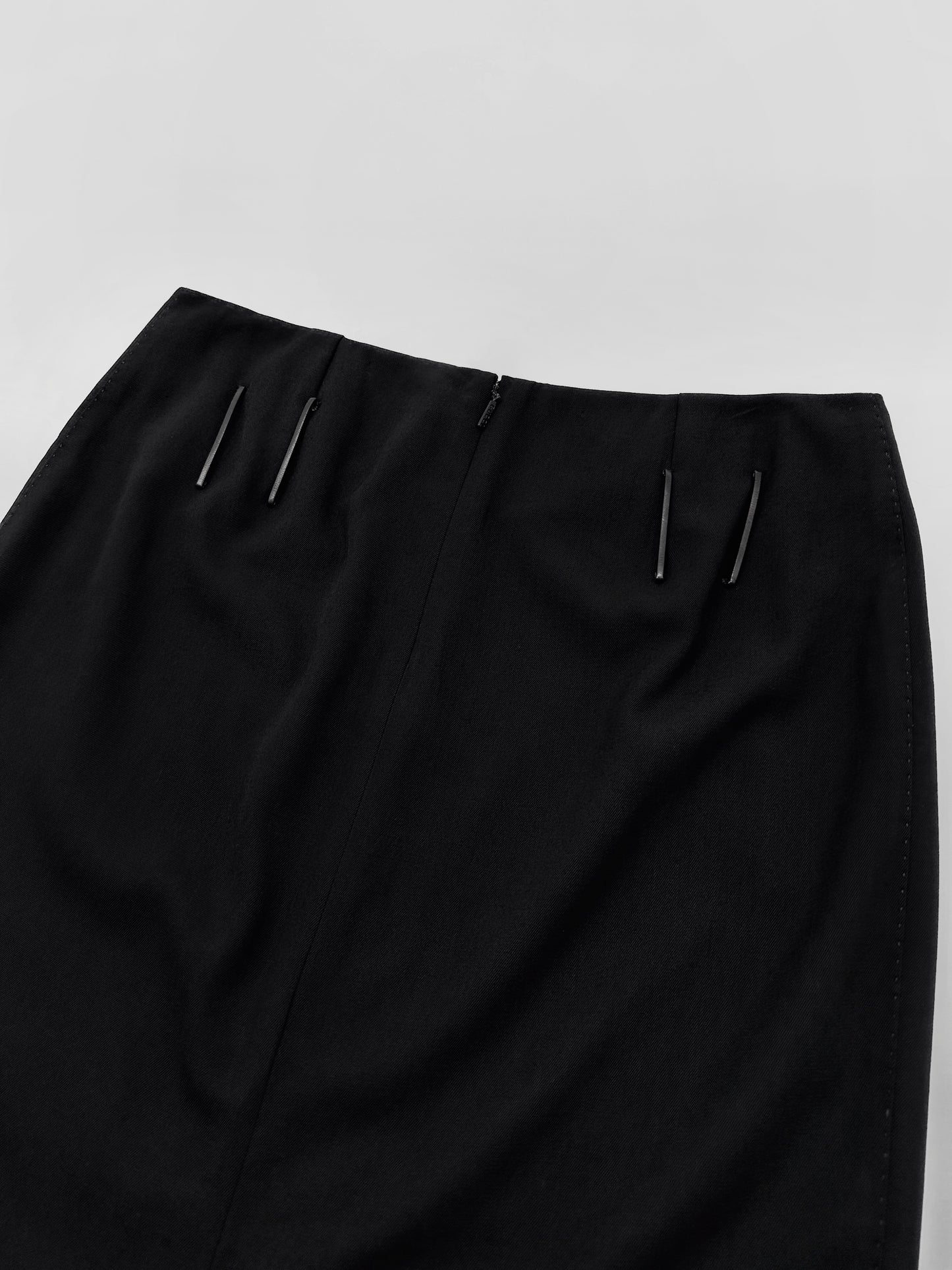 Gucci Fall 2001 Tom Ford 3-Buttoned Black Laine Wool Blazer Jacket Skirt Set 42&38