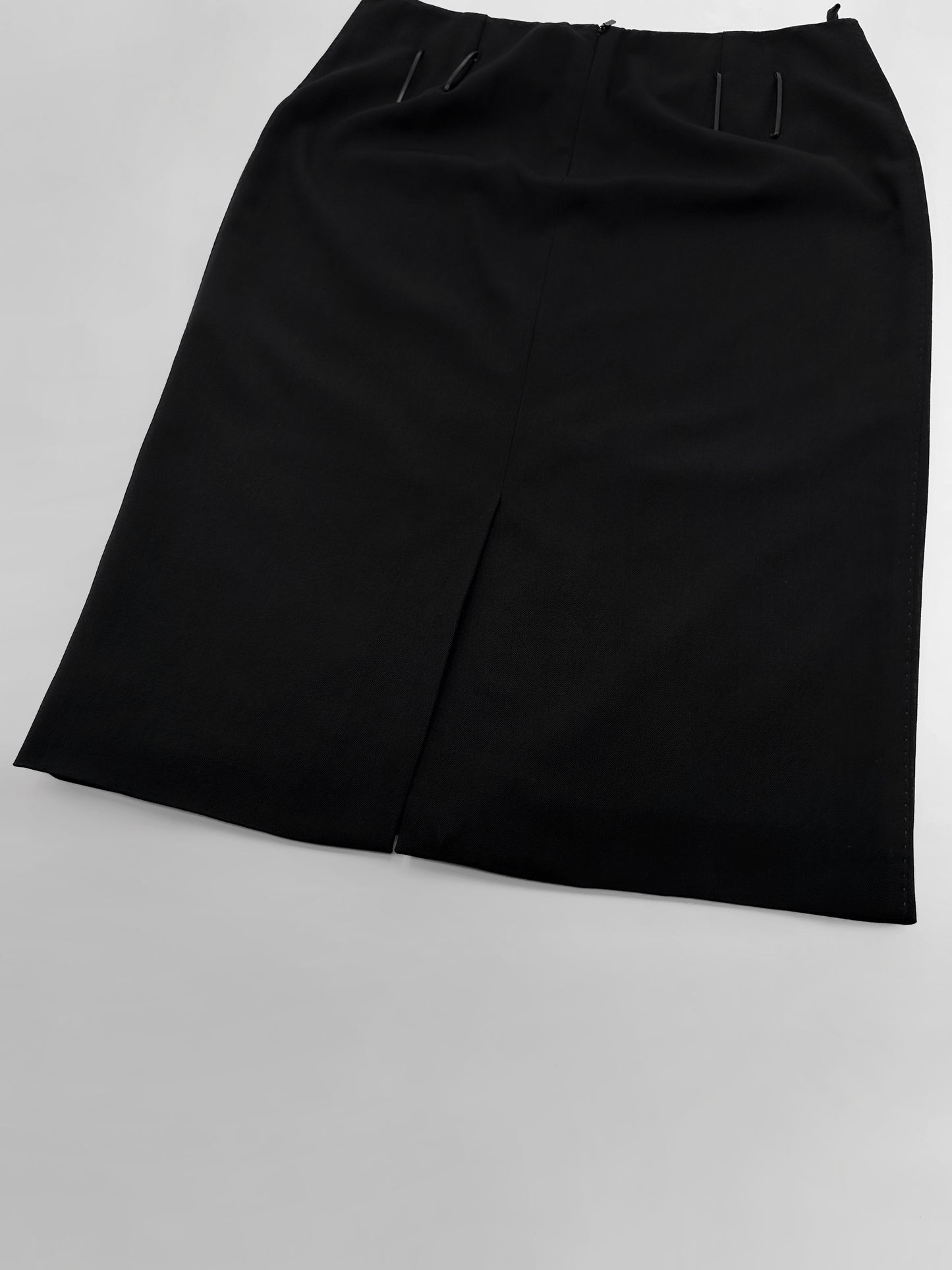 Gucci Fall 2001 Tom Ford 3-Buttoned Black Laine Wool Blazer Jacket Skirt Set 42&38