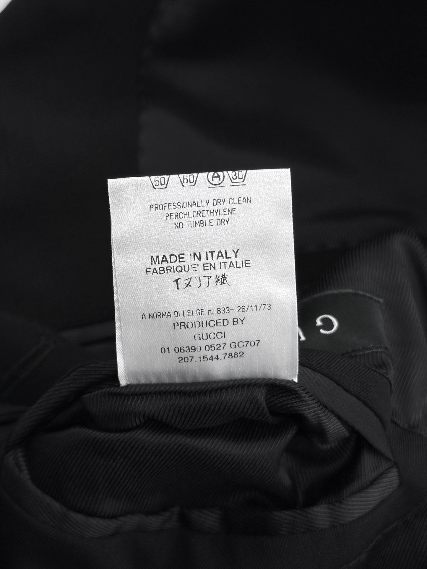 Gucci Fall 2001 Tom Ford 3-Buttoned Black Laine Wool Blazer Jacket Skirt Set 42&38