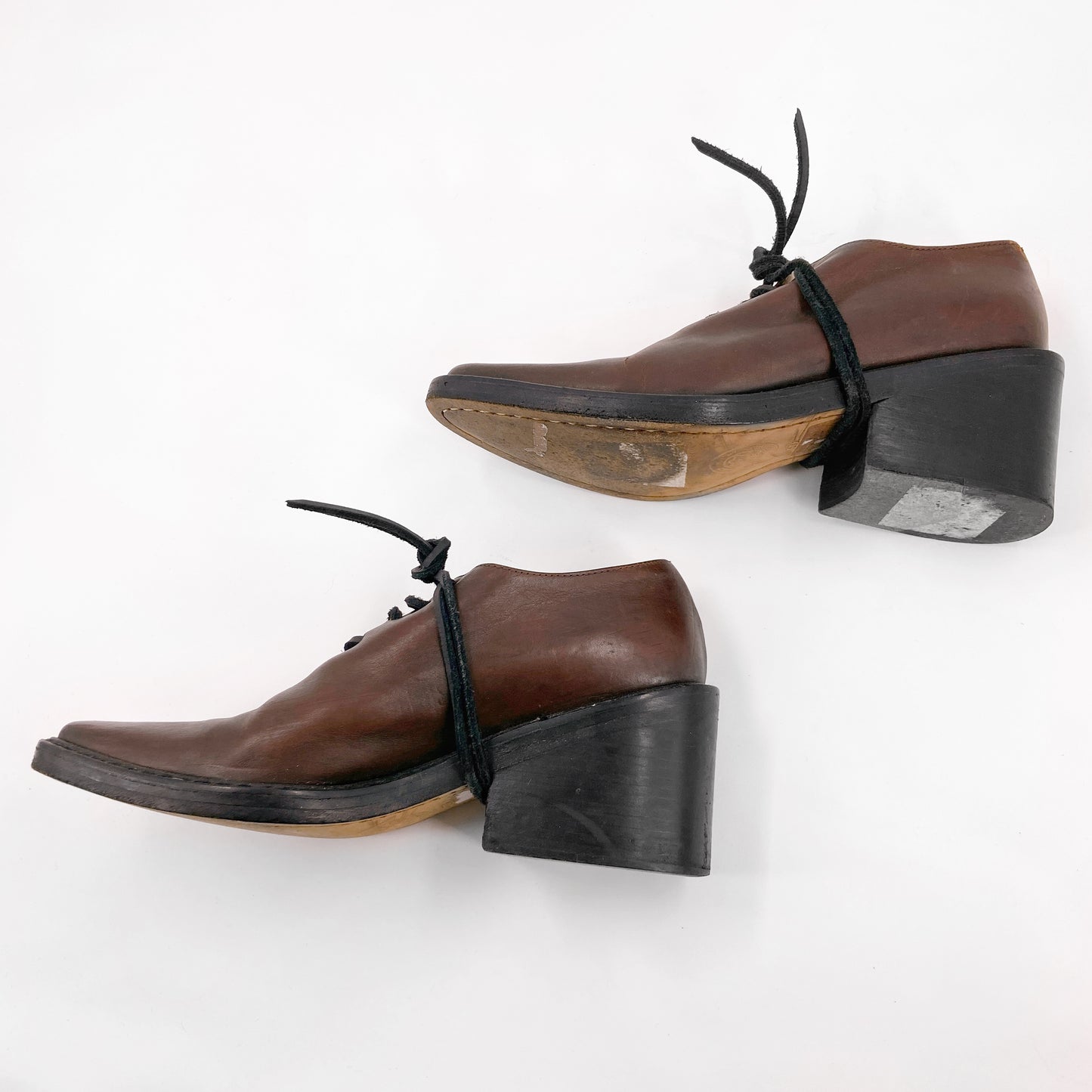 Ann Demuelemeester 90s Brown Heeded Derbies 37.5