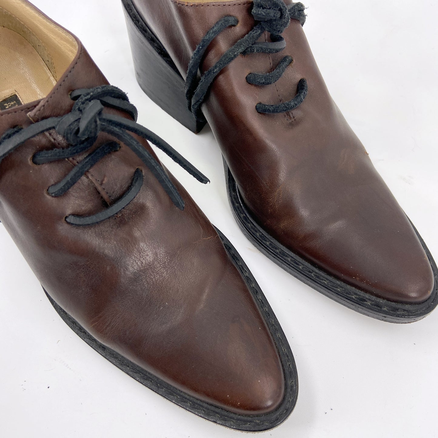 Ann Demuelemeester 90s Brown Heeded Derbies 37.5