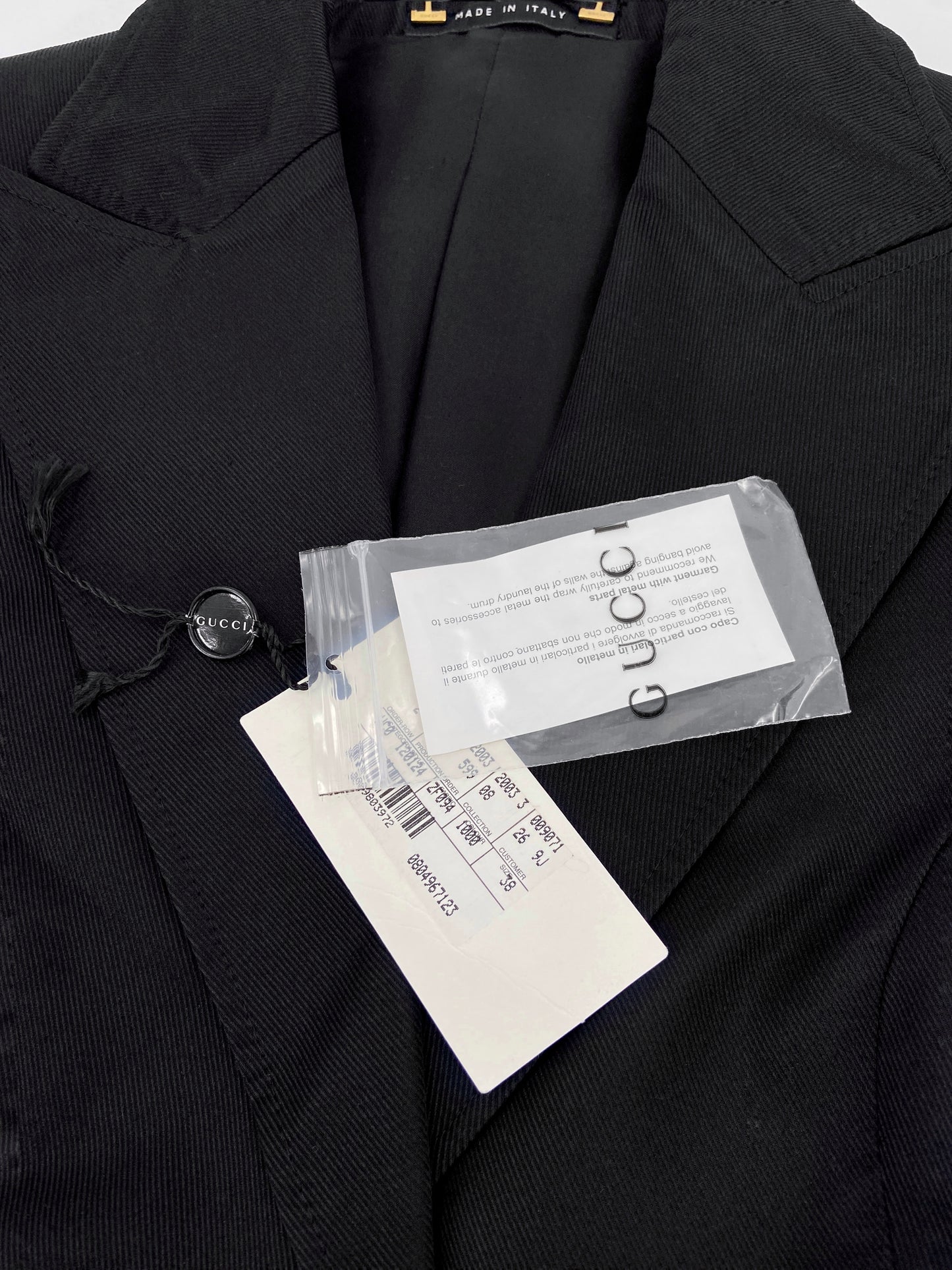 Gucci Fall 2003 Tom Ford Black Belted Bondage Blazer Jacket 38